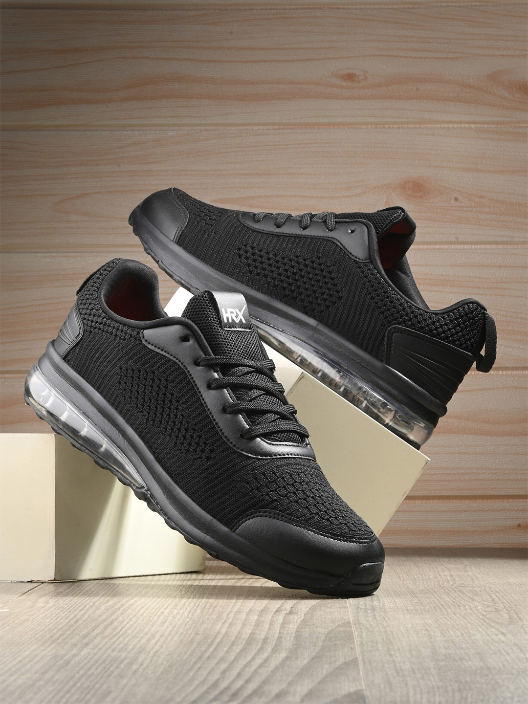 HRX by Hrithik Roshan Men Black Flyknit Mesh Running Shoes