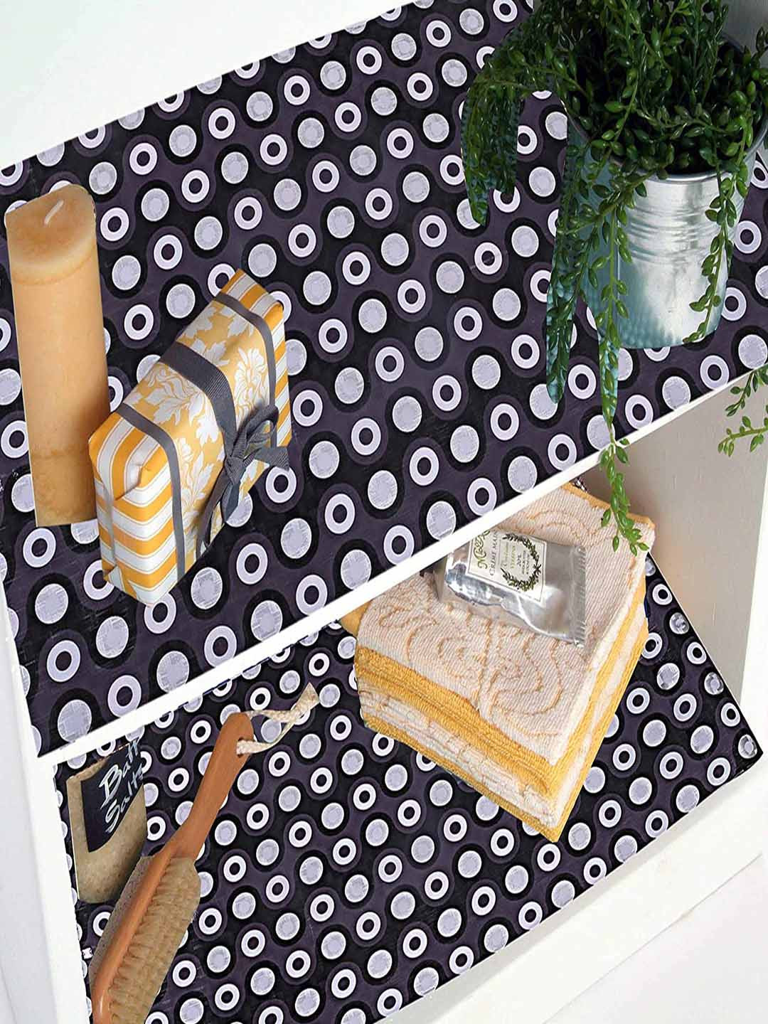 Dakshya Industries Grey & White Coin Printed Anti Slip Shelf Liner