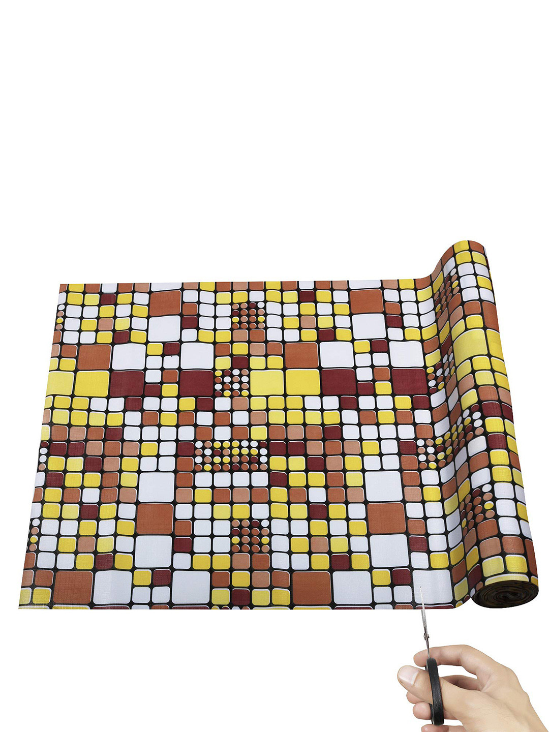Dakshya Industries Brown & Yellow Printed Anti Slip Self Cover Roll 5M