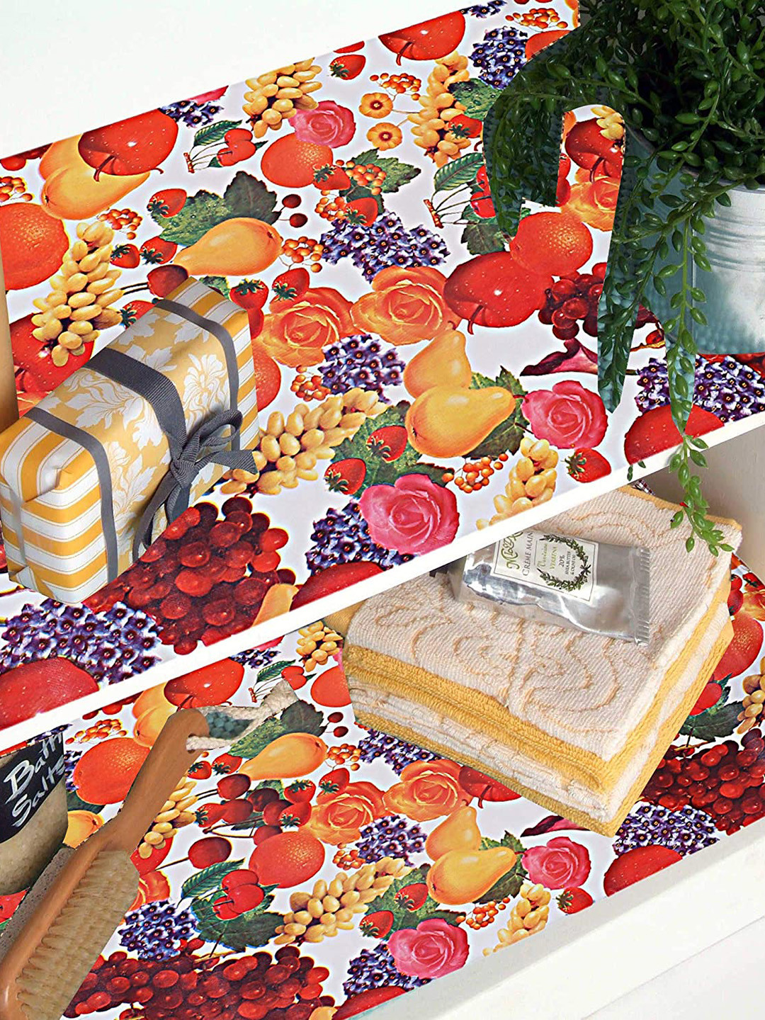 Dakshya Industries Red & White Fruit Printed PVC Shelf Liner