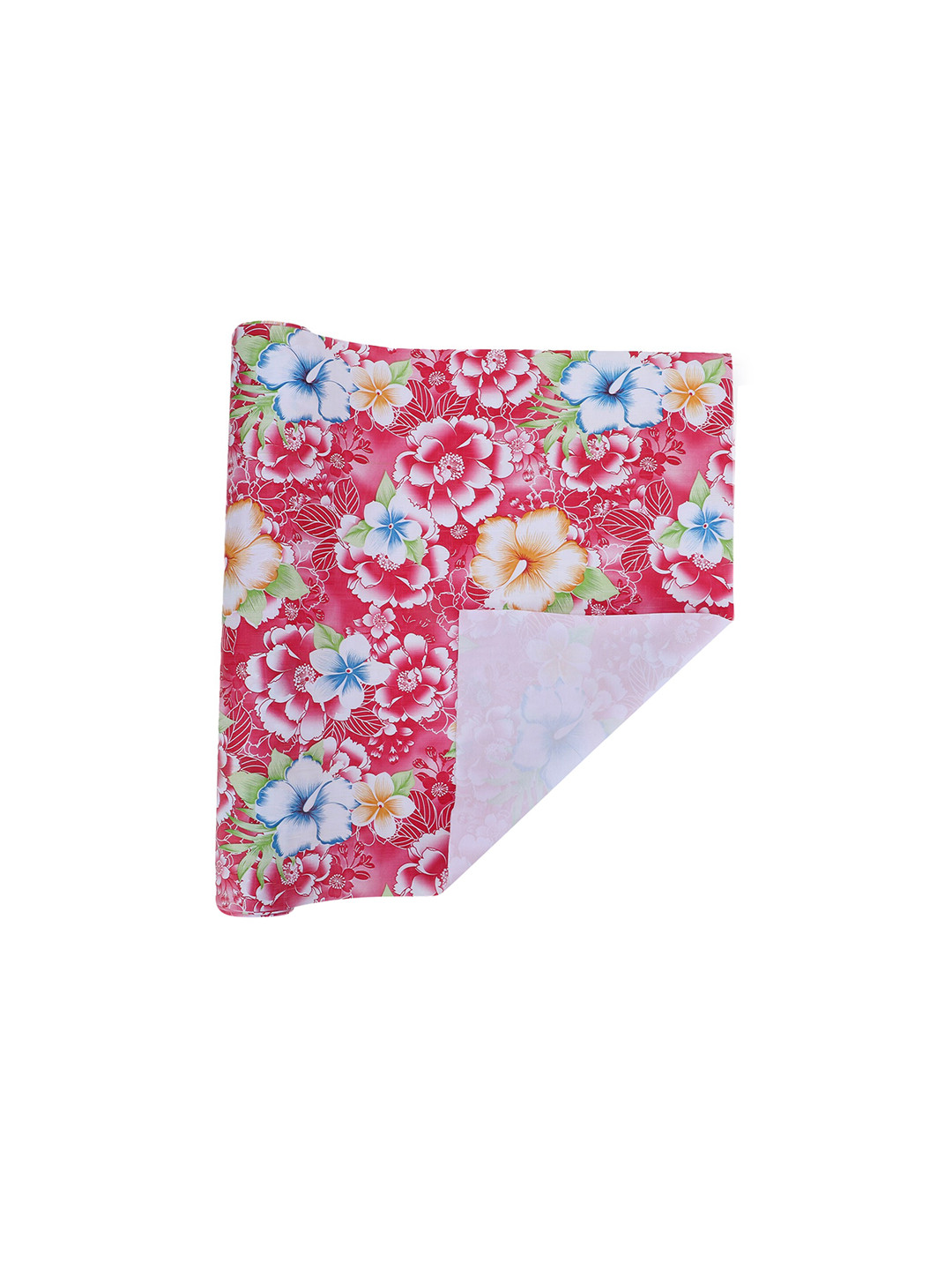 Dakshya Industries Pink & Blue Hibiscus Printed Anti Slip Shelf Liner