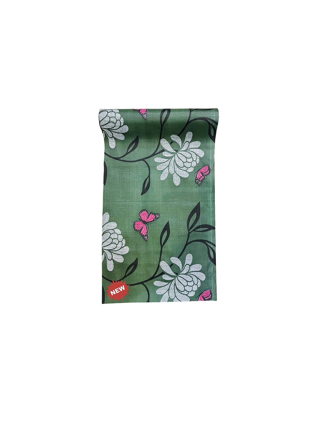 Dakshya Industries Green Leaves Printed Anti Slip Self Cover Roll