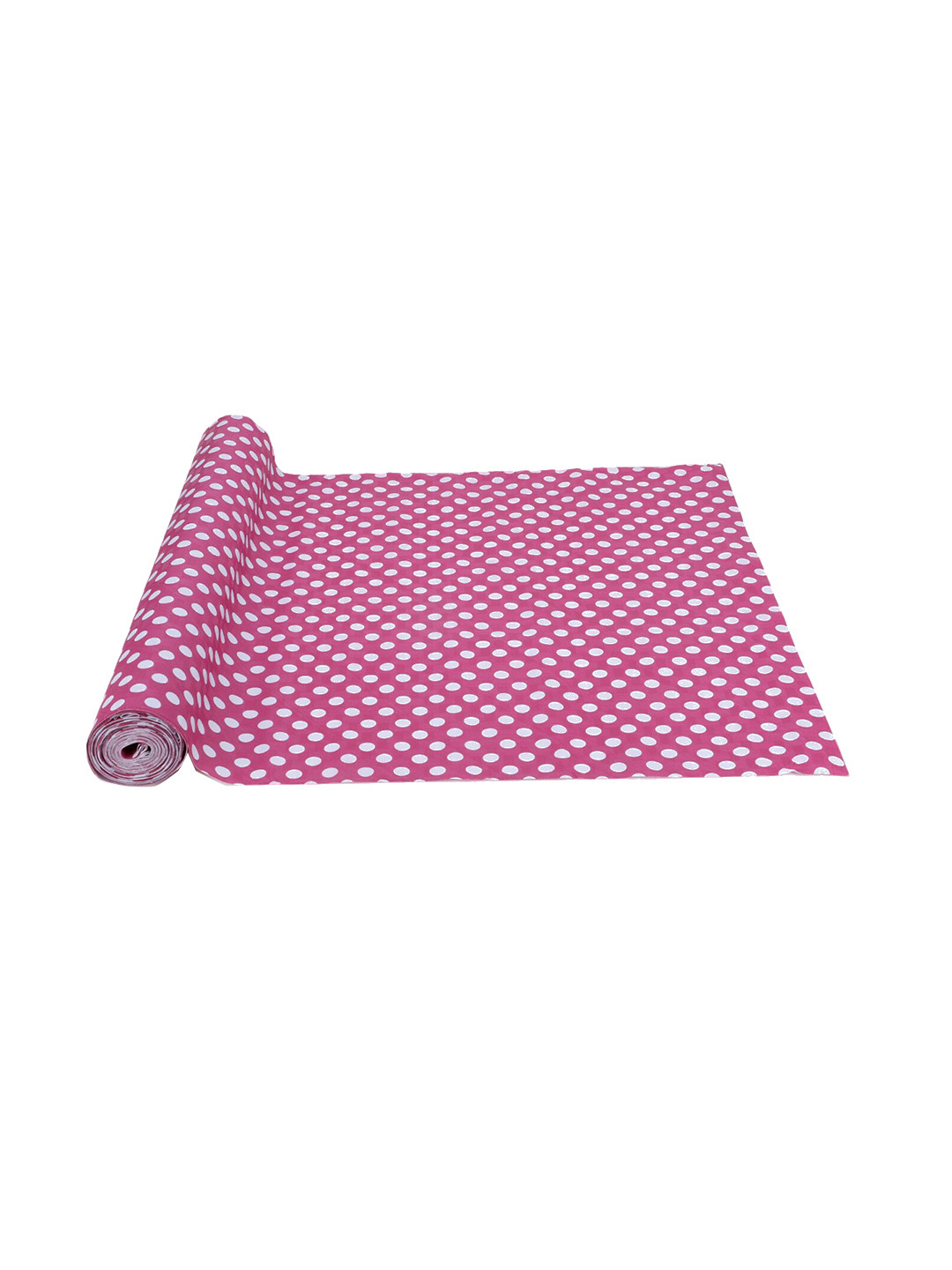 Dakshya Industries Pink & White Polka Dots Printed Anti Slip Shelf Liner