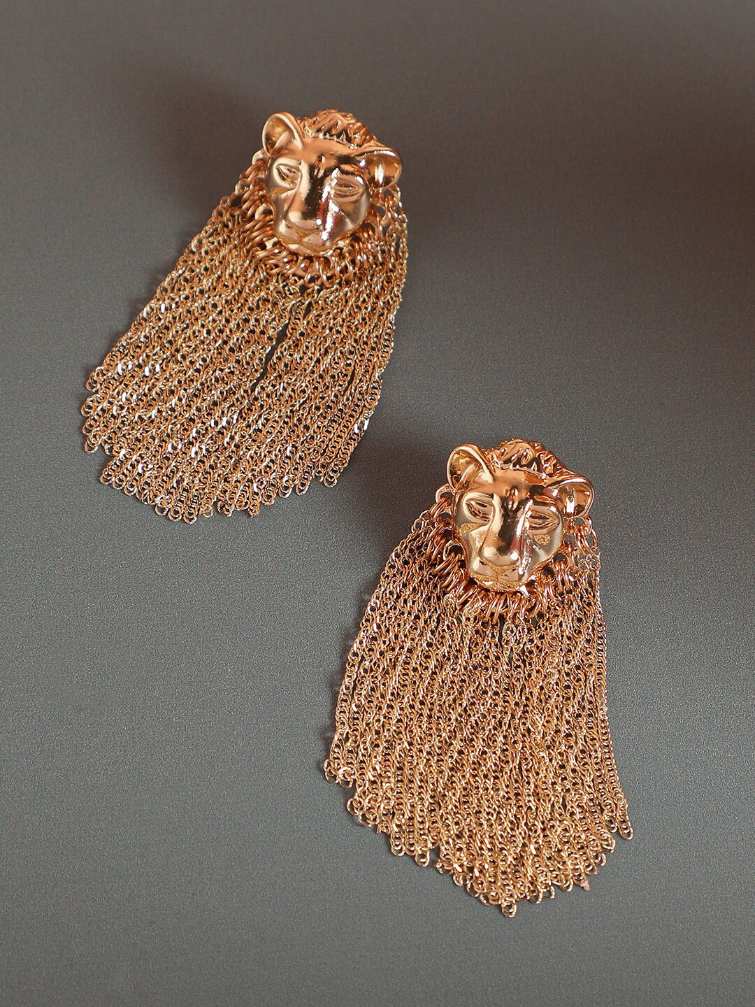 SOHI Gold-Plated Contemporary Drop Earrings