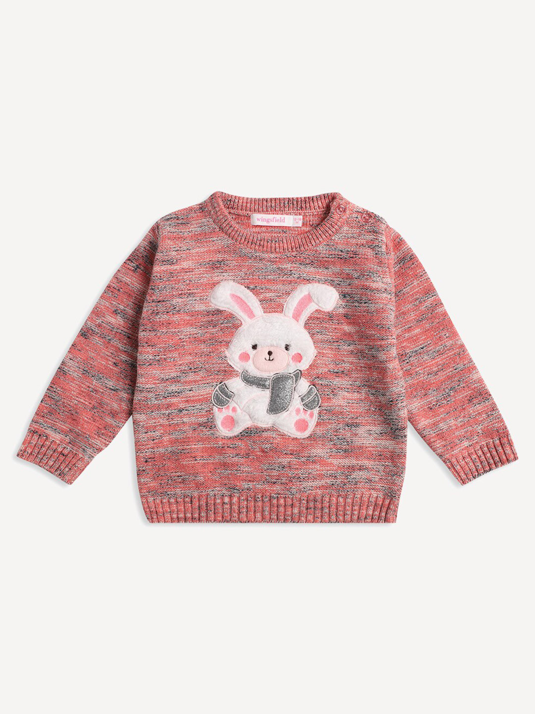 Wingsfield Girls Ribbed Acrylic Pullover with Applique Detail