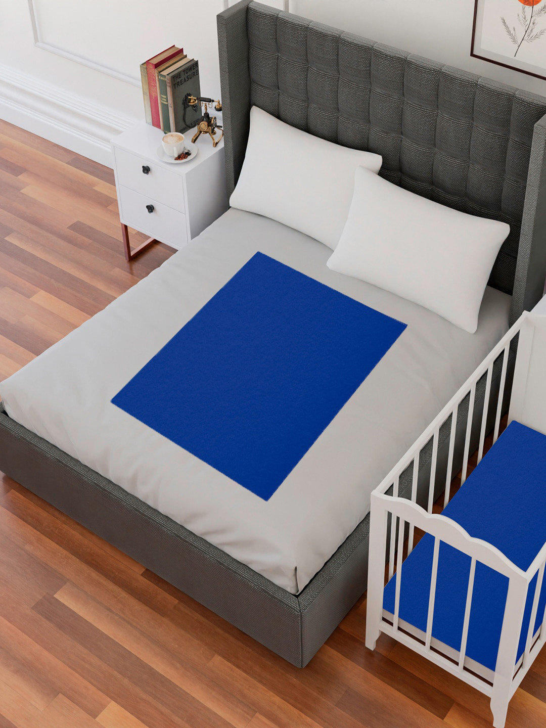 AVI Kids Navy Blue Cotton Anti-Bacterial Waterproof Mattress Protector