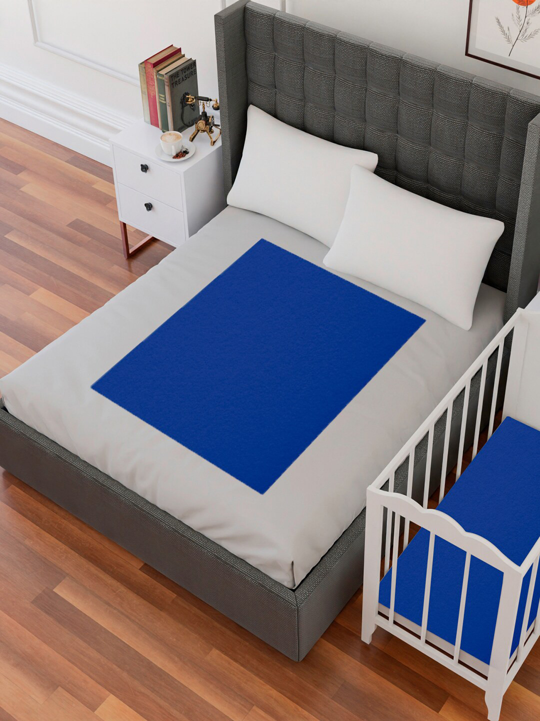AVI Kids Navy Blue Medium Waterproof Pure Cotton Mattress Protector