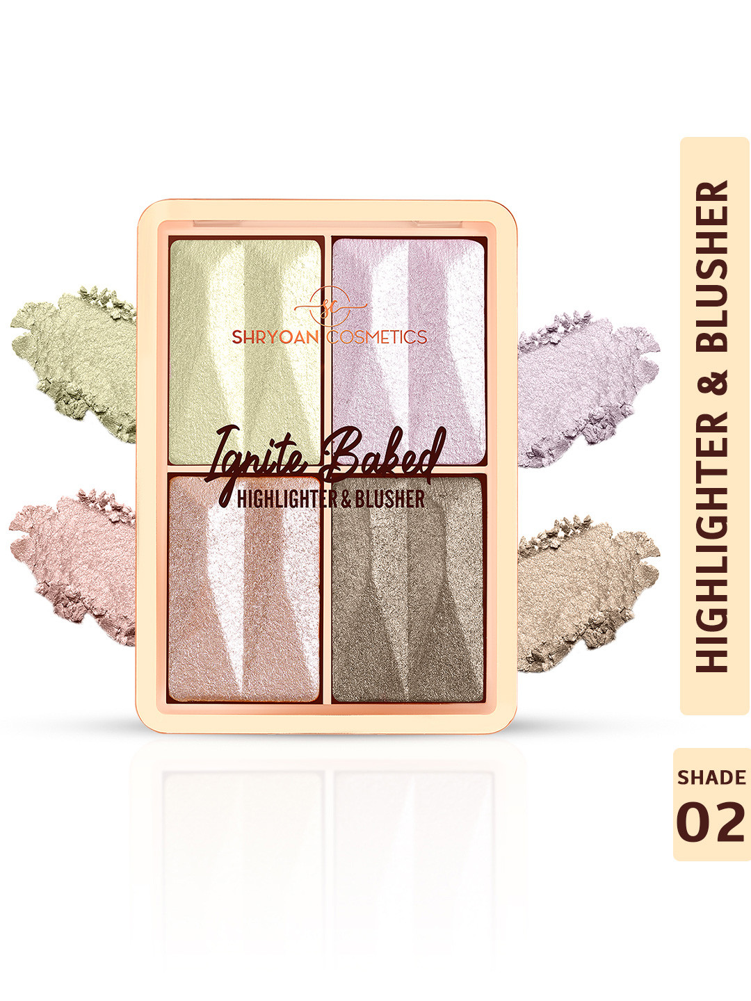 SHRYOAN Inginte Baked Shimmer Blusher And Highlighter Palette - 12ml