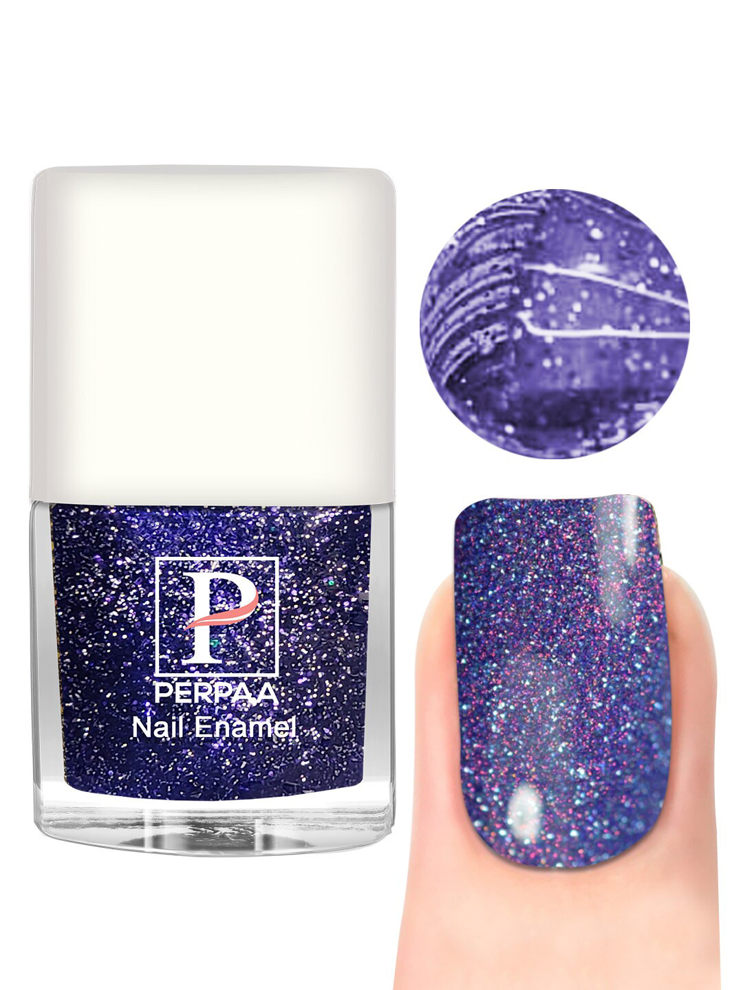 PERPAA Broken Diamond Glitter Light Reflective UV Gel Nail Enamel 5 ml - Dark Blue 92
