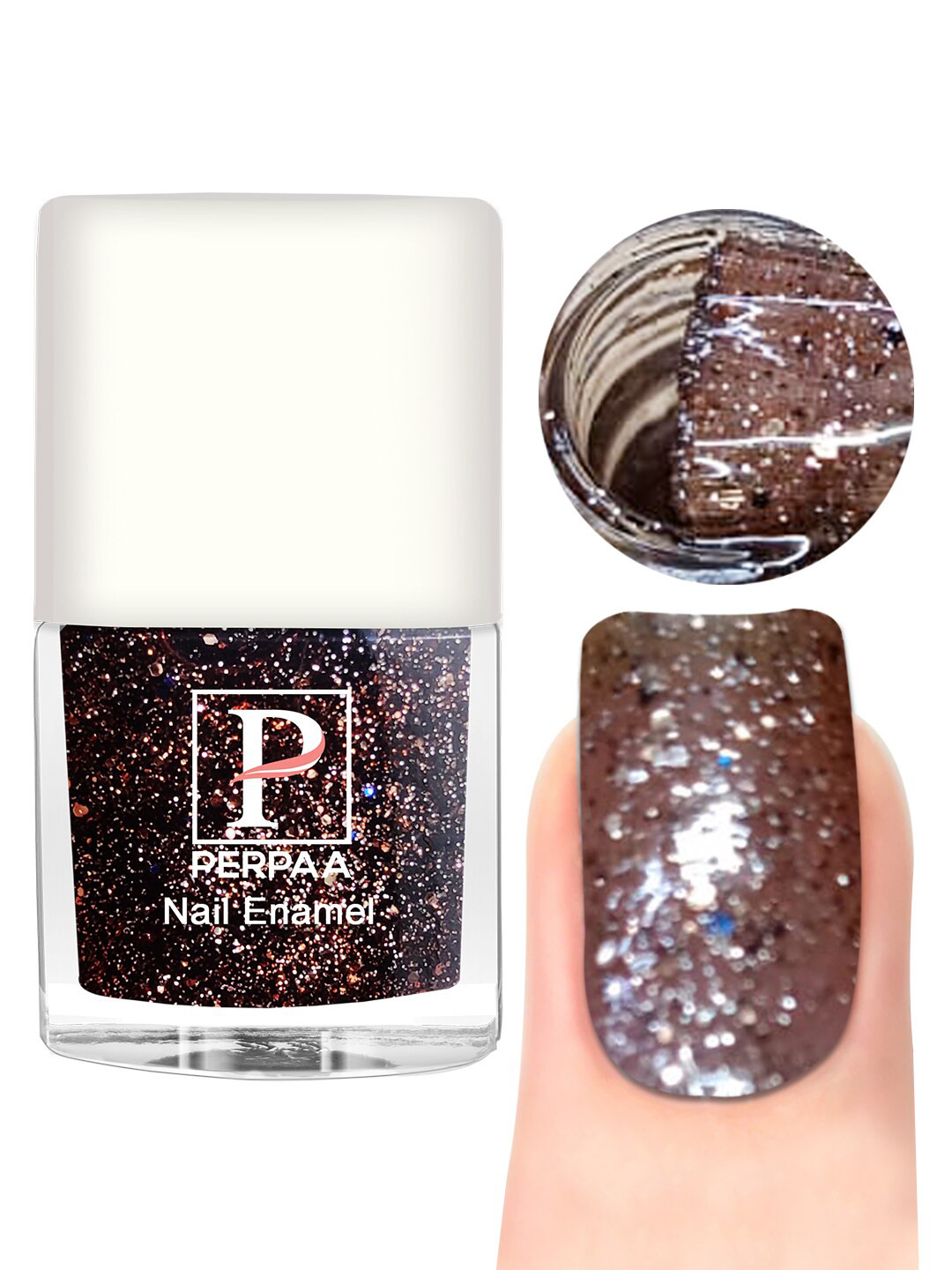 PERPAA Broken Diamond Glitter Light Reflective UV Gel Nail Enamel 5 ml - Brown 95