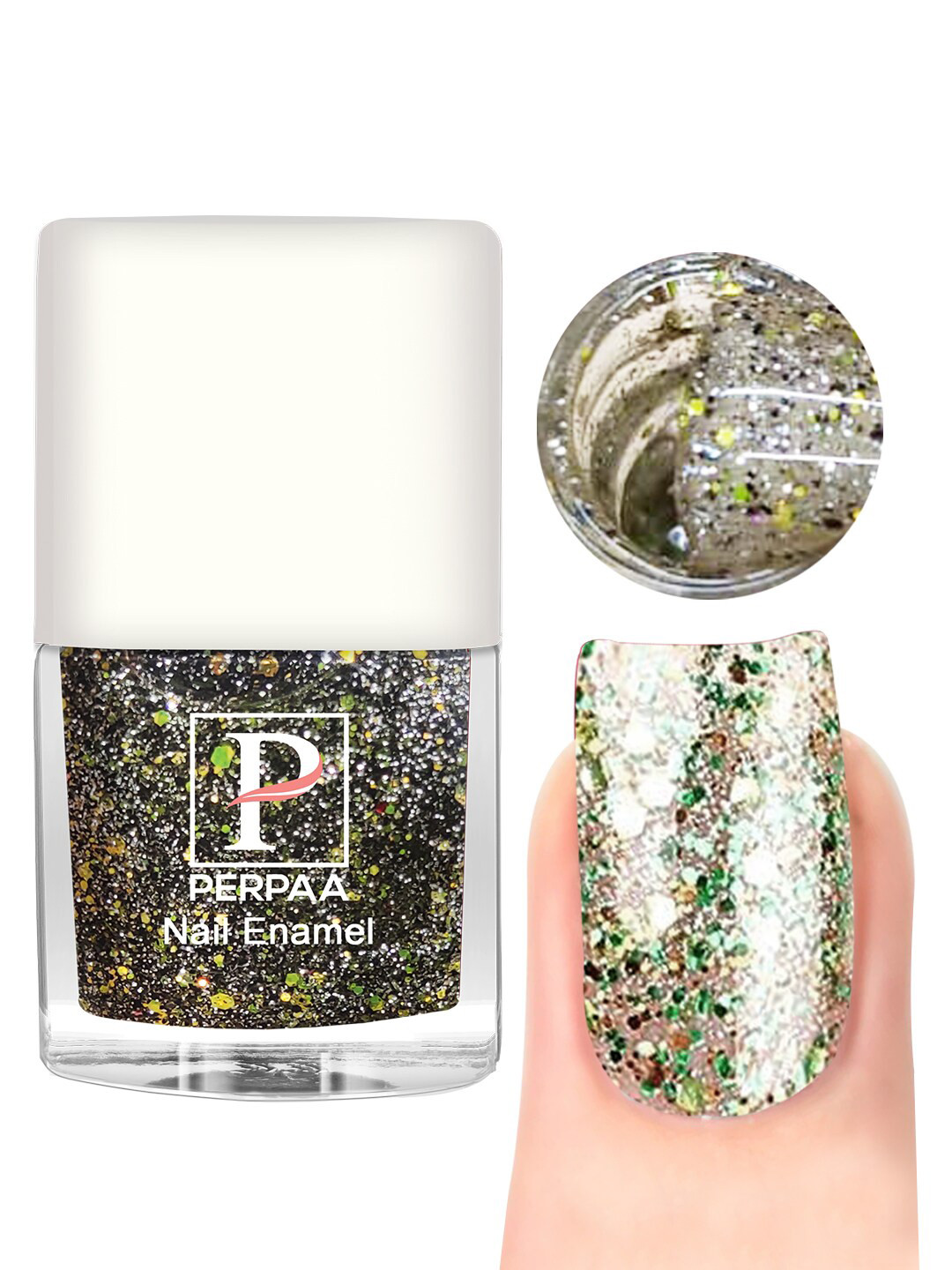 PERPAA Broken Diamond Glitter Light Reflective UV Gel Nail Enamel 5 ml - Green 91