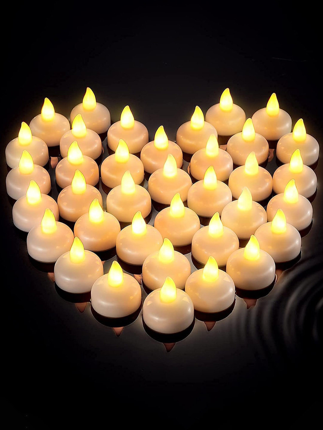 eCraftIndia Acrylic Decorative Diwali Gift 6Pcs Flameless Solid Round Tea Light Candles