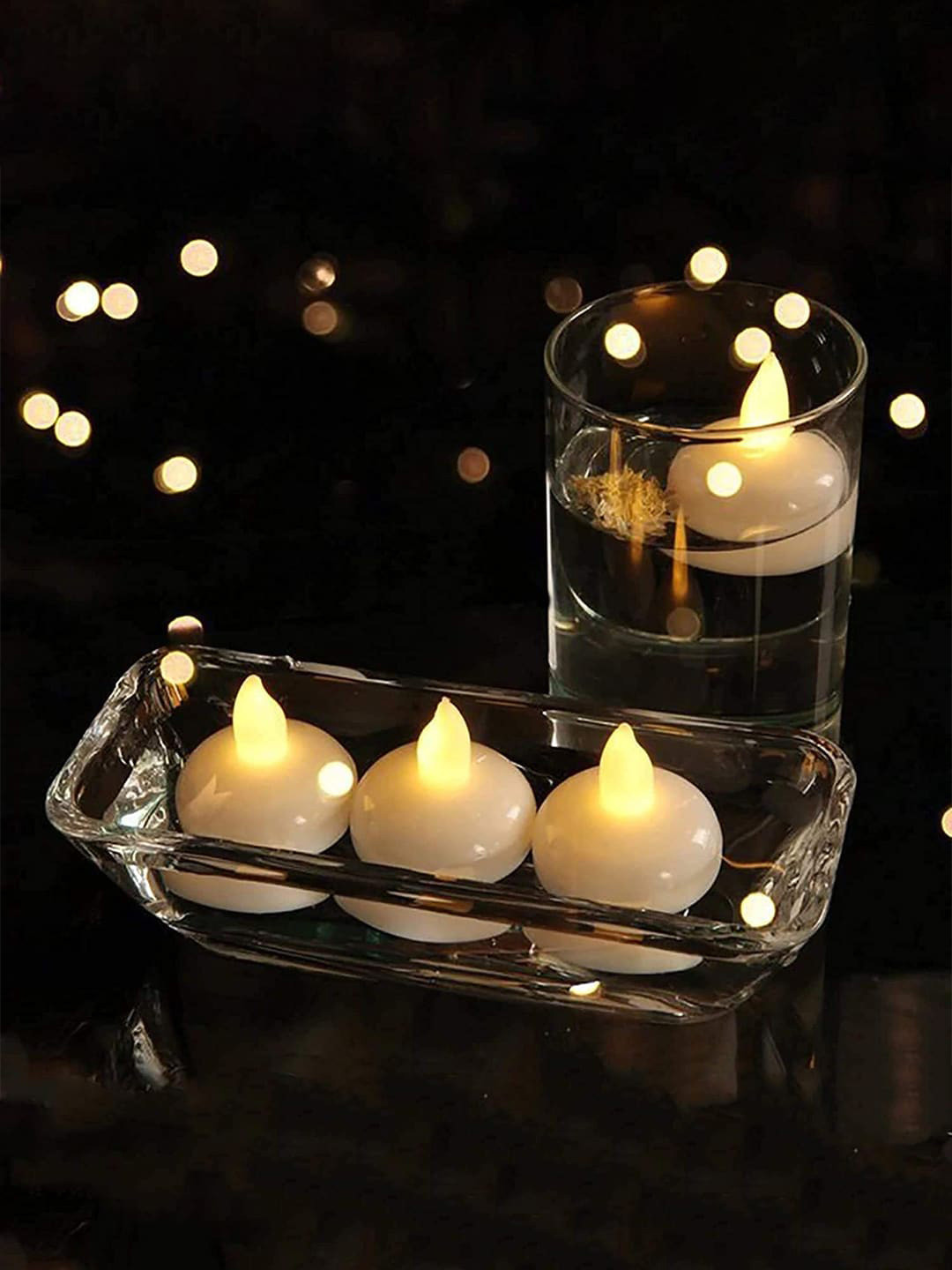 eCraftIndia Water Sensor Battery Operated Waterproof LED Lights 6Pcs Flameless Tea Light Candles
