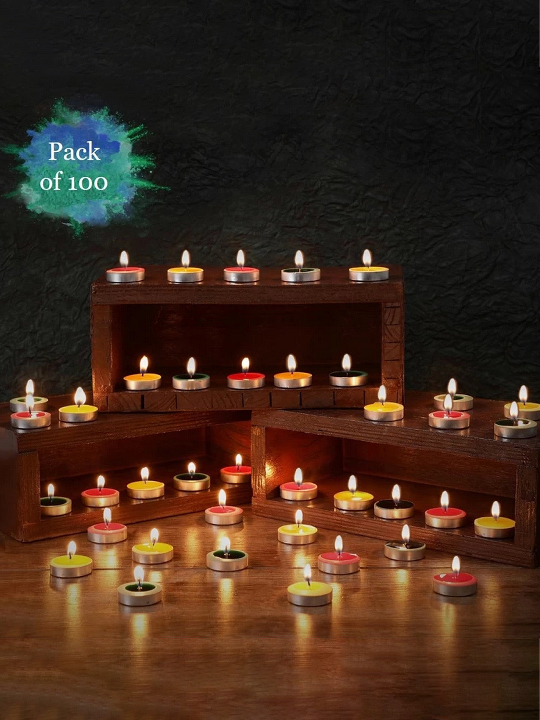 eCraftIndia 100Pcs Scented 1 Wick Solid Round Regular Tea Light Candles