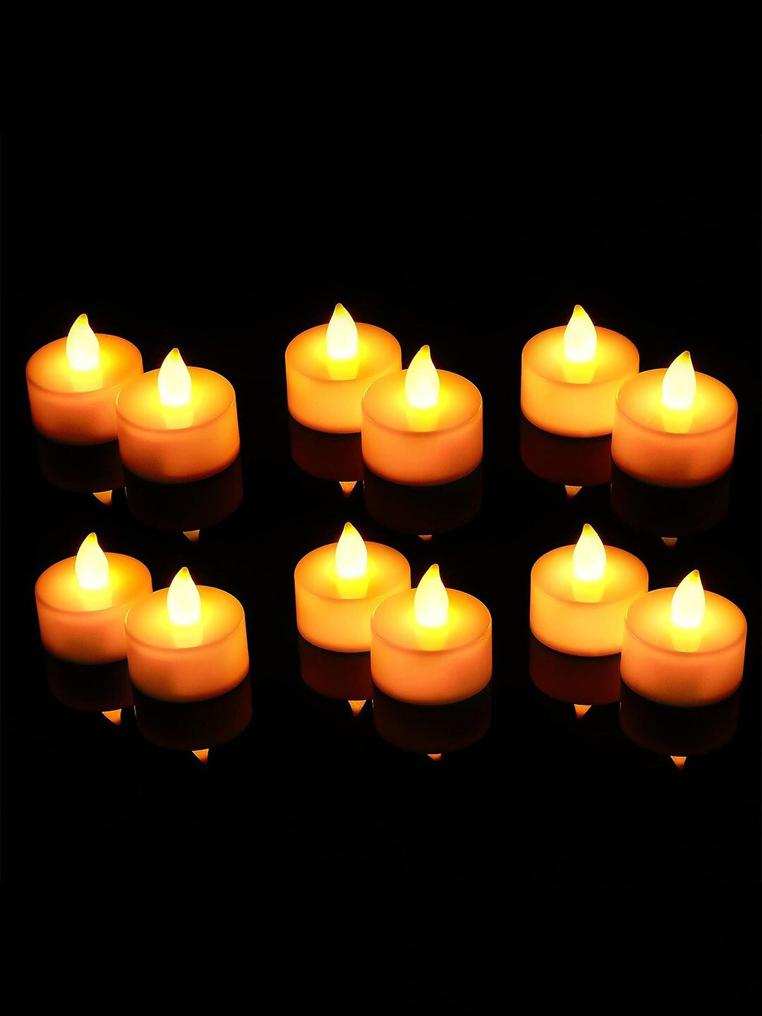 eCraftIndia Acrylic Decorative Diwali Gift 24Pcs Flameless Solid Round Tea Light Candles