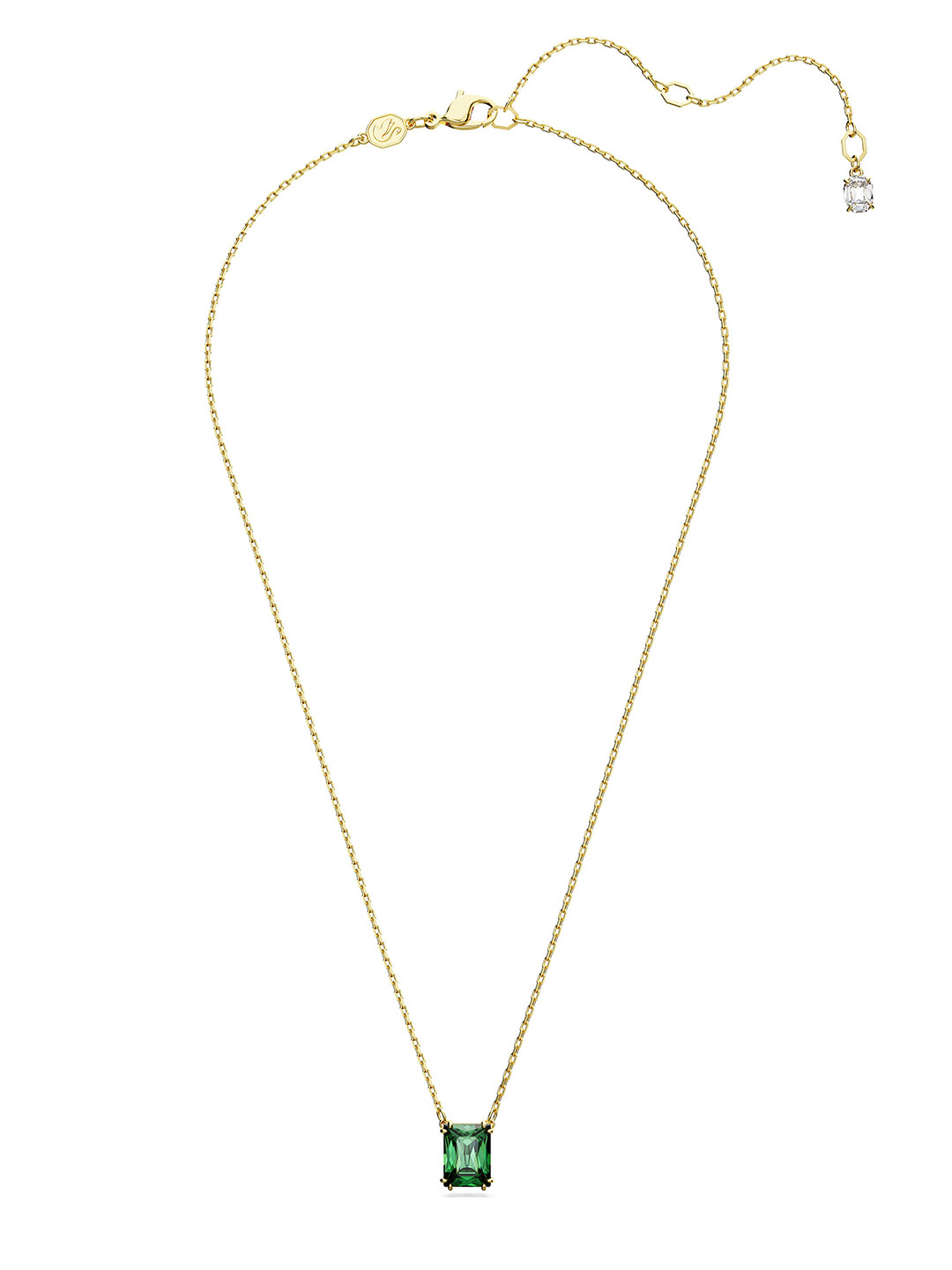 SWAROVSKI Matrix Gold-Plated Crystals-Studded Rectangular Cut Stilla Pendant with Chain