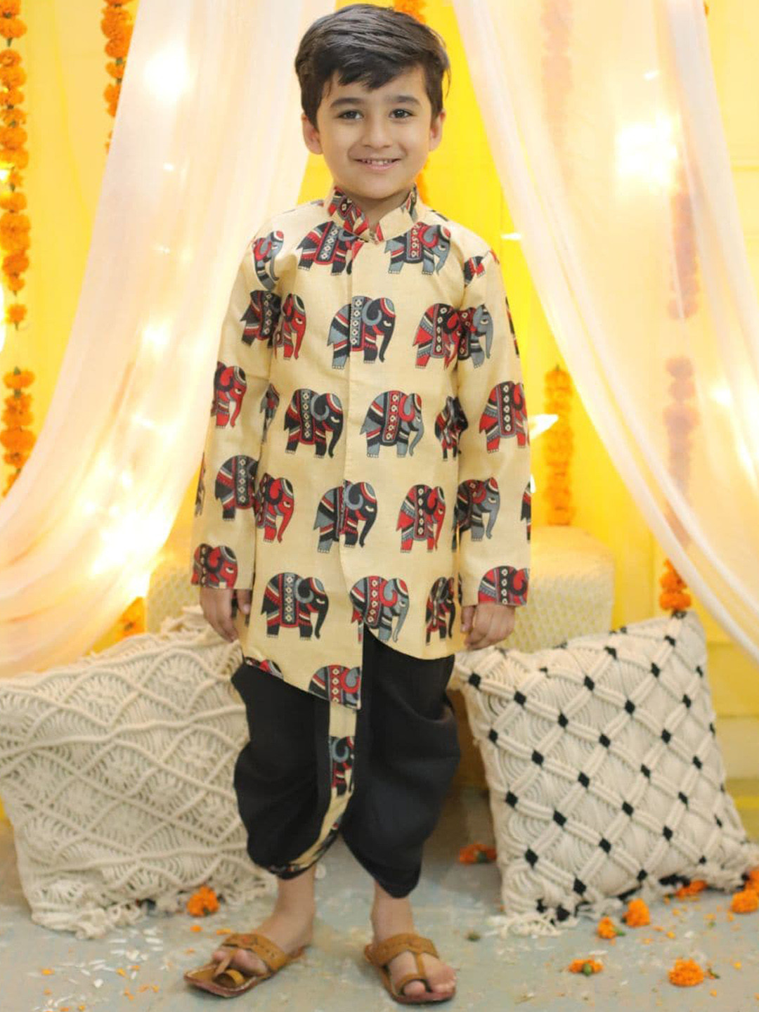 BownBee Boys Graphic Printed Ethnic Sherwani Set