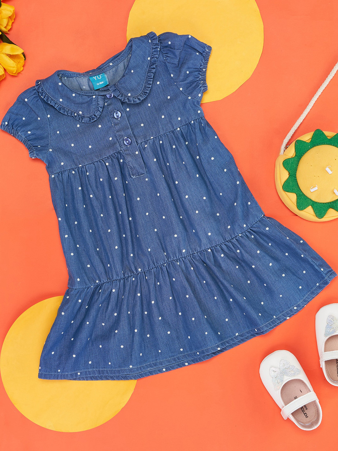 YU by Pantaloons Infants Girls Polka Dots Printed Cotton A Line Dress