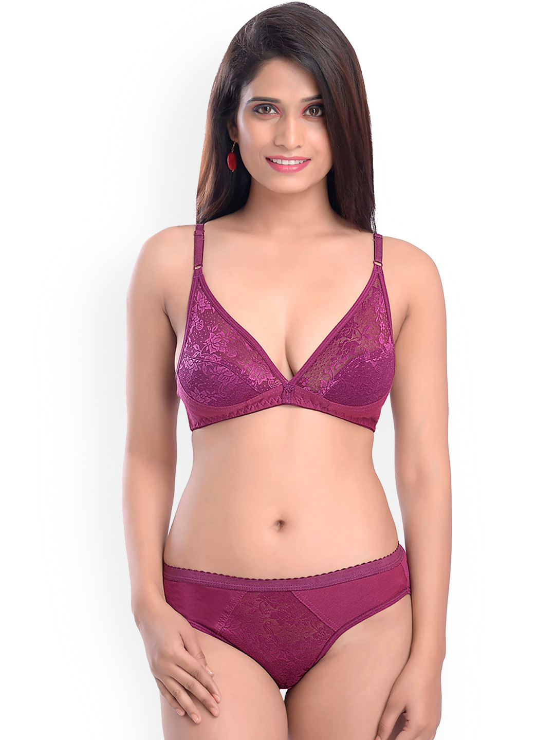 Aamarsh Self-Design Cotton Lingerie Set AE_Safal set_Maroon_30