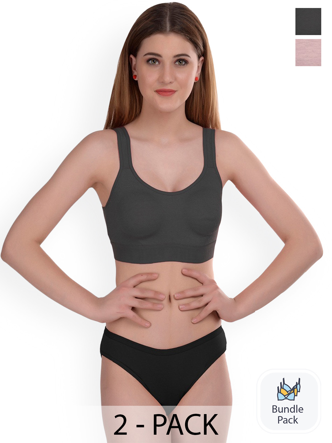 Aamarsh Pack Of 2 Cotton Lingerie Set AE_Gayla set_Black,Brown_30