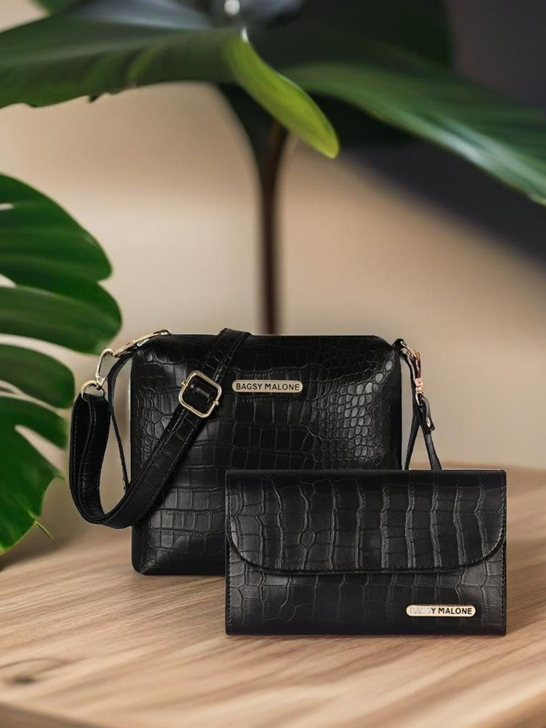 Bagsy Malone Textured Structured Sling Bag with Pounch