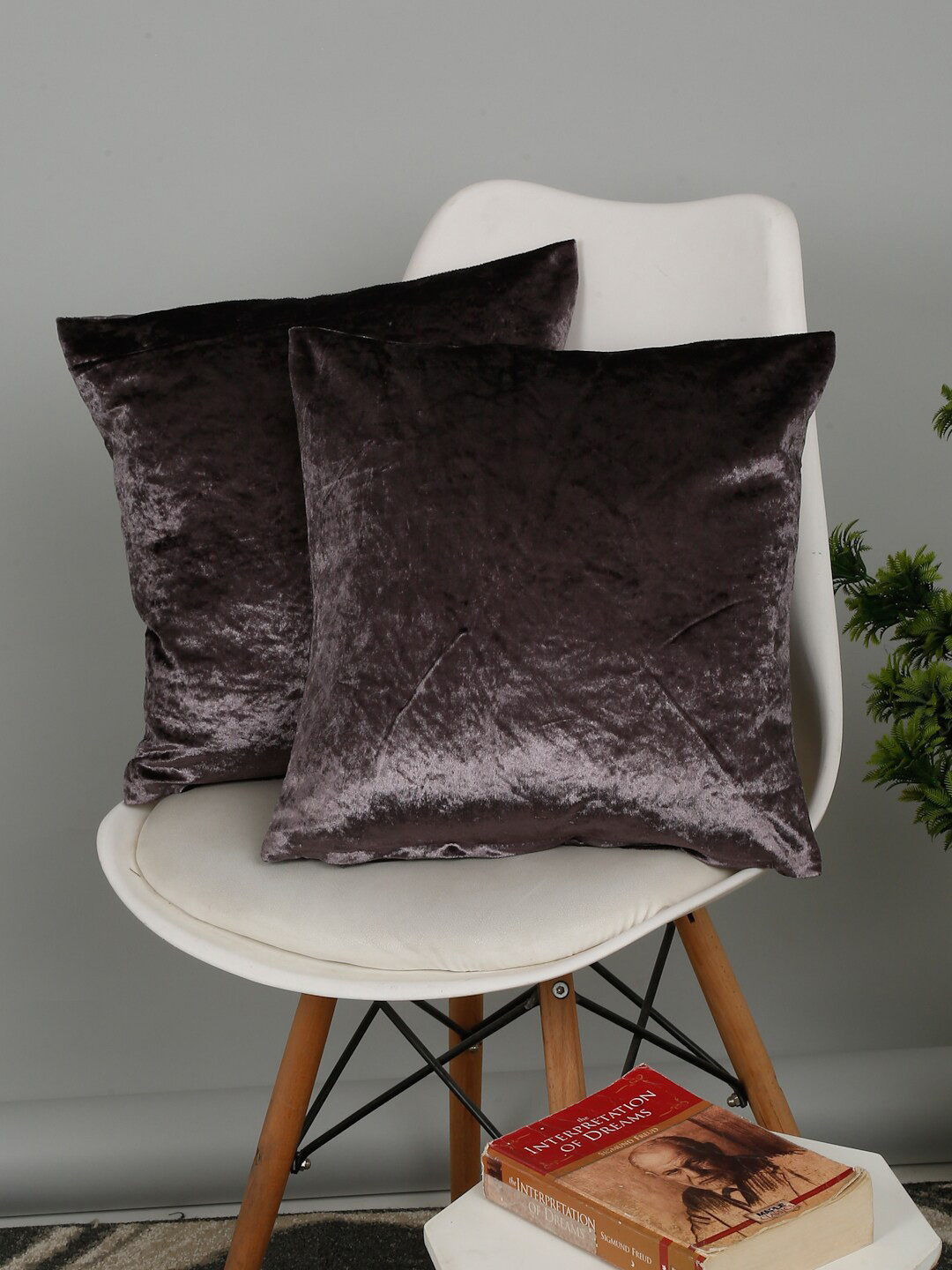eyda 2 Pcs Charcoal Grey Velvet Square Cushion Covers