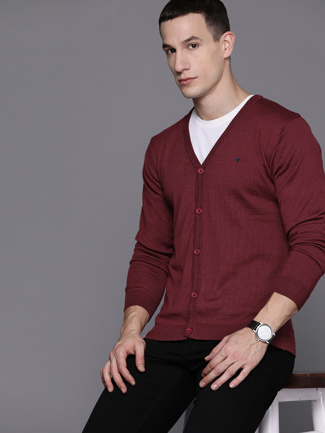 Louis Philippe Fine Knit Cardigan