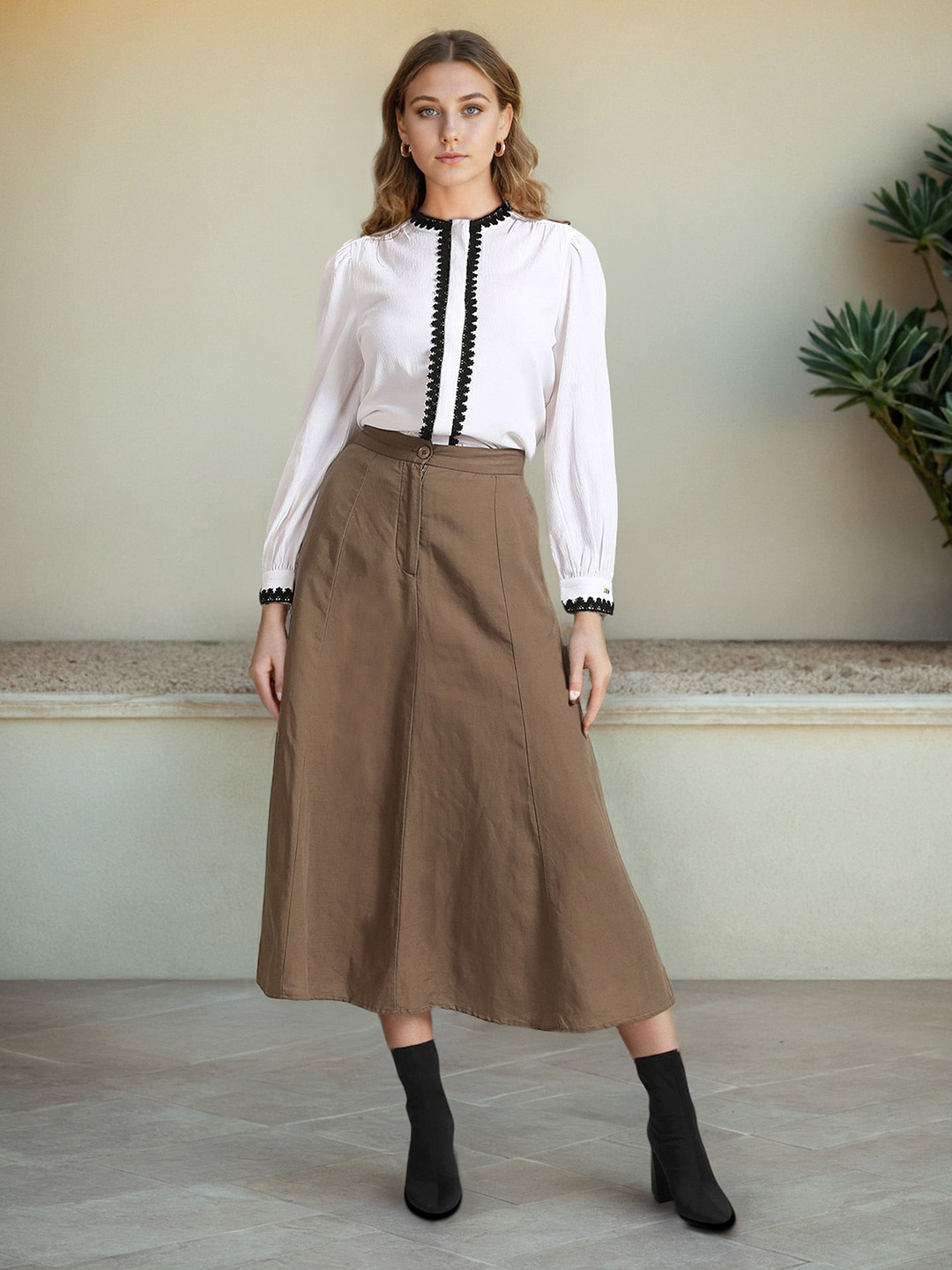 U.S. Polo Assn. Women Cuffed Sleeves Lace Insert Shirt Style Top