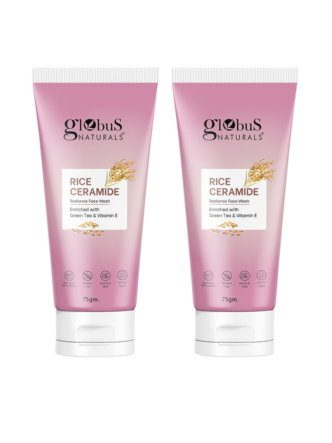 Globus naturals Set Of 2 Rice Ceramide Radiance Face Wash - 75g Each