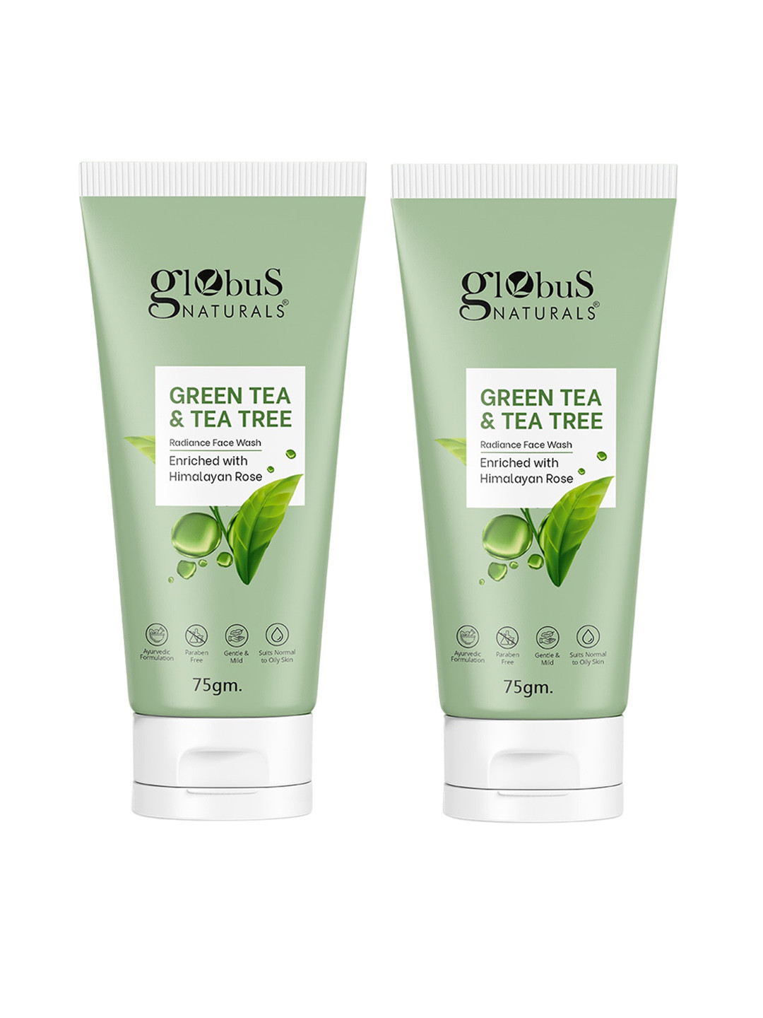 Globus naturals Set of 2 Green Tea & Tea Tree Radiance Face Wash - 75g Each