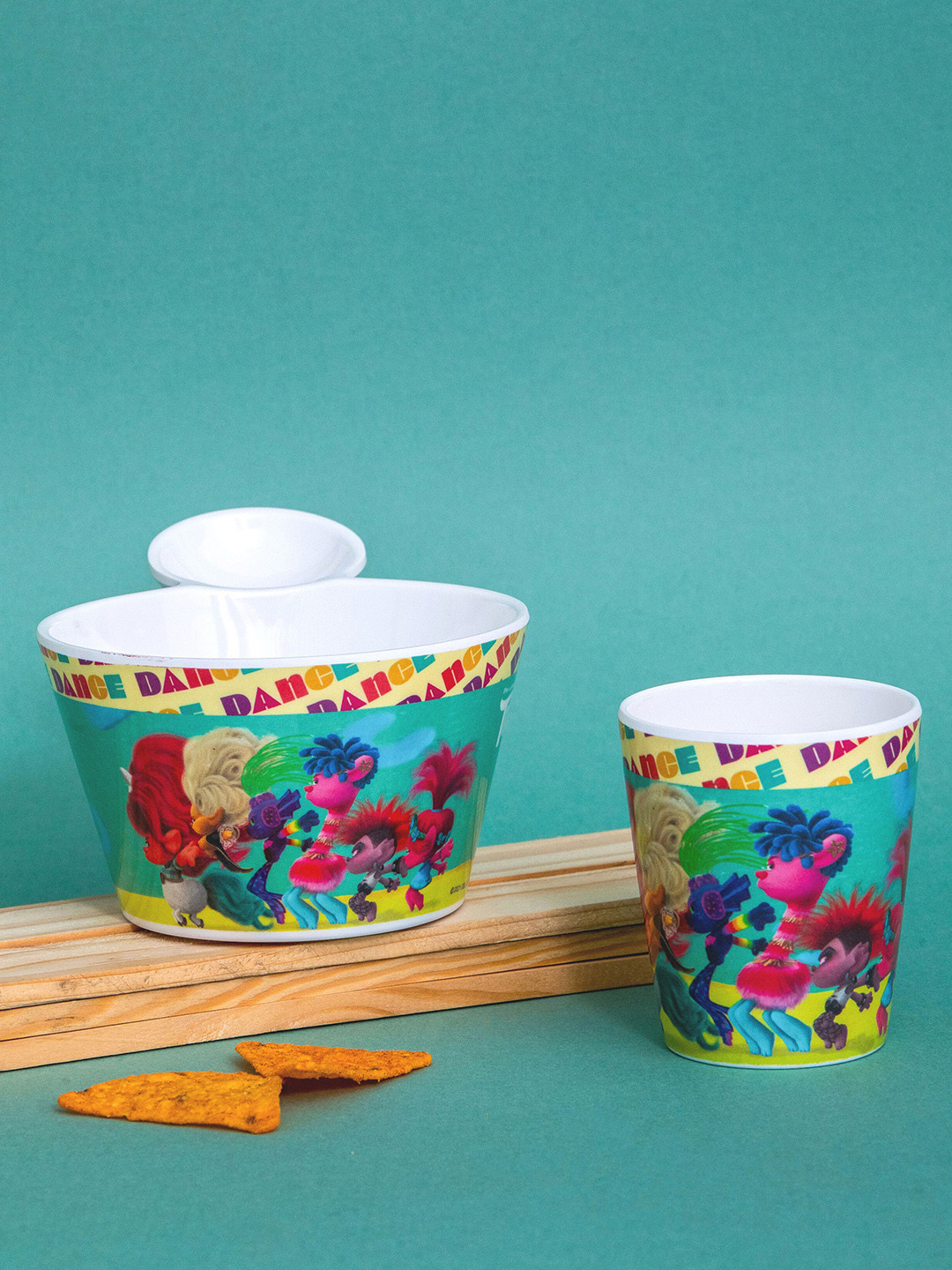 Servewell Trolls White Cartoon Characters Melamine Dishwasher Safe 2 Piece Dinner Set