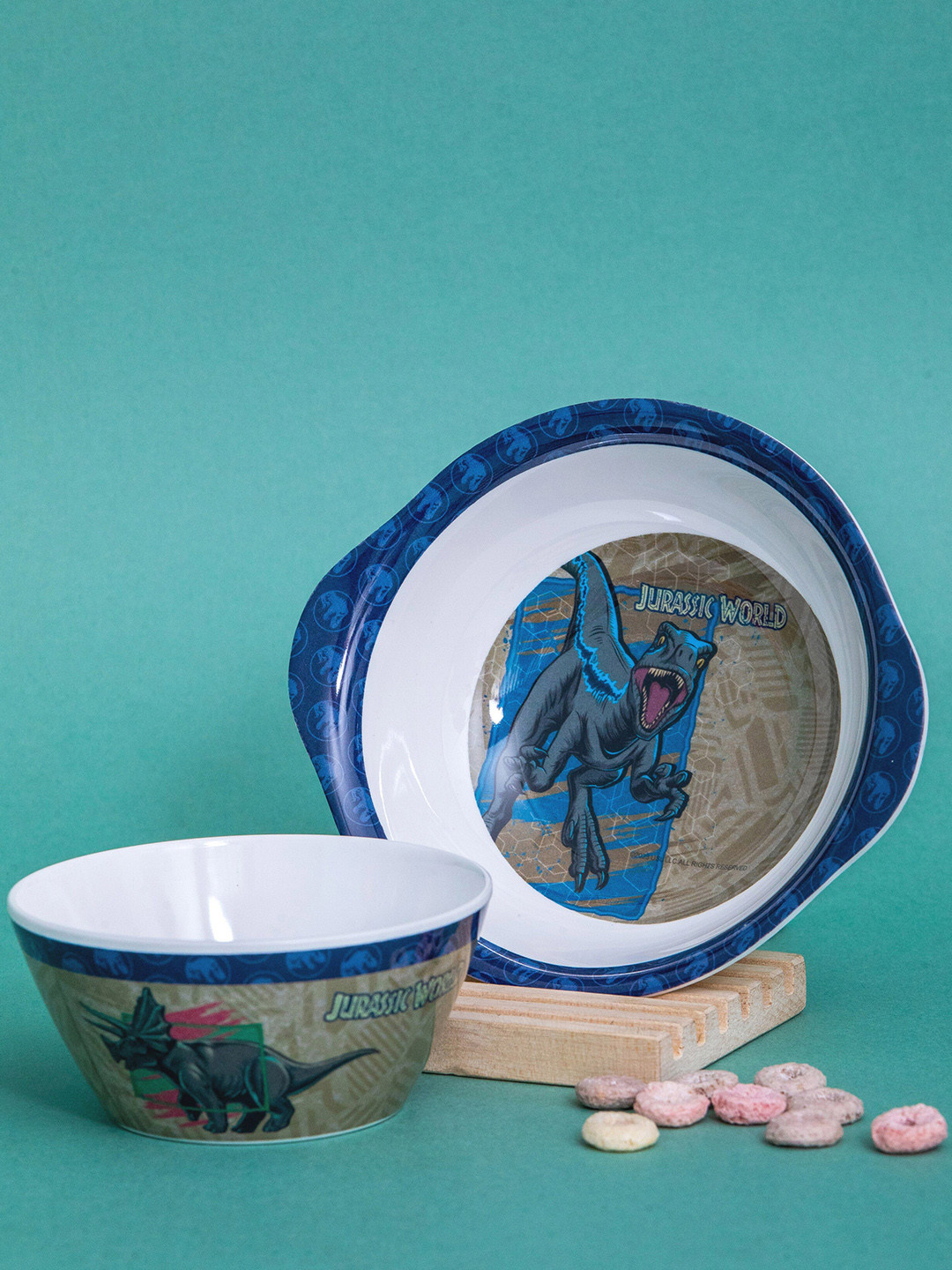 Servewell White & Blue 2 Pieces Avengers Printed Melamine Glossy Bowls