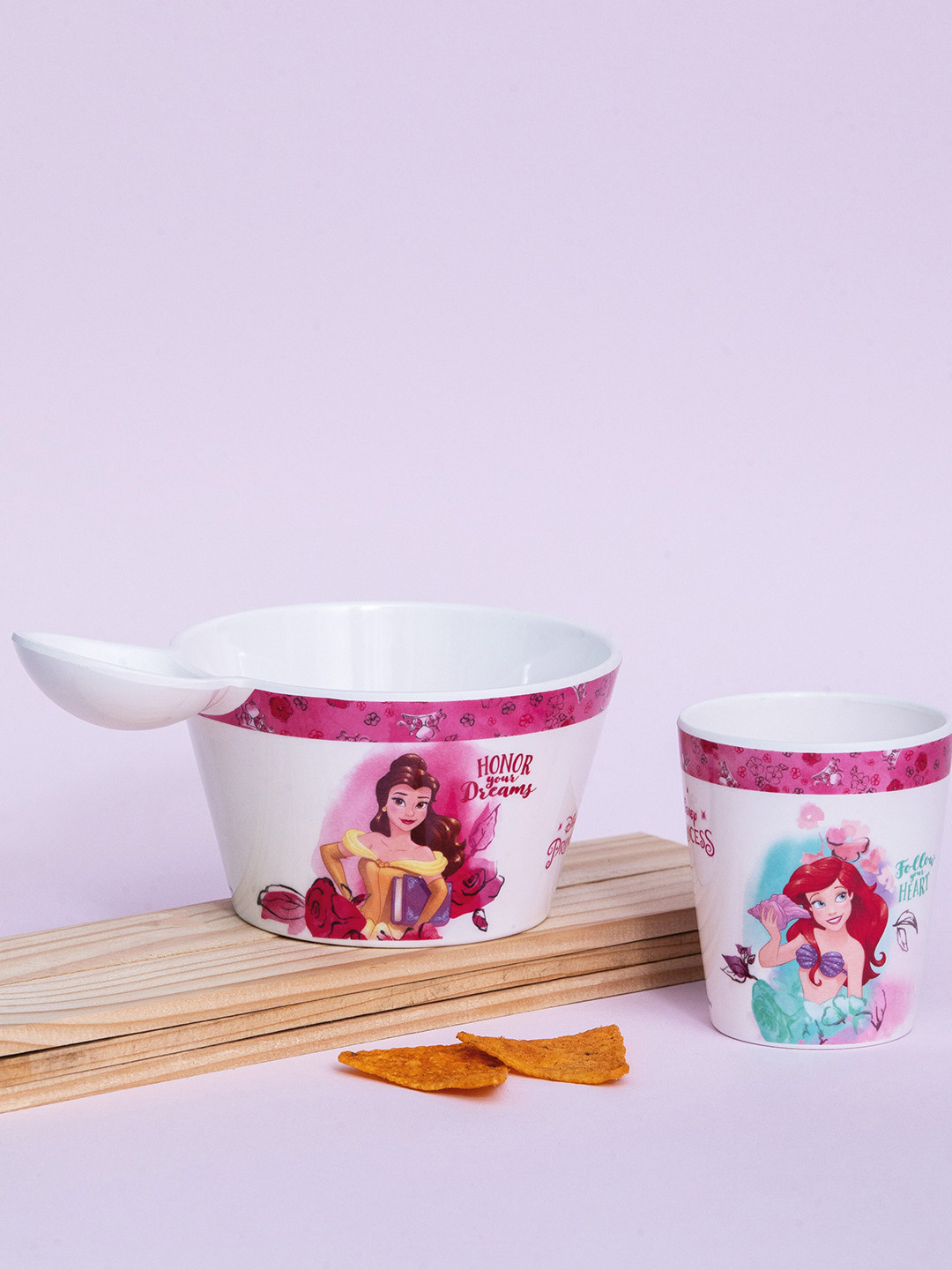 Servewell Princess White Cartoon Characters Melamine Dishwasher Safe 2 Piece Dinner Set