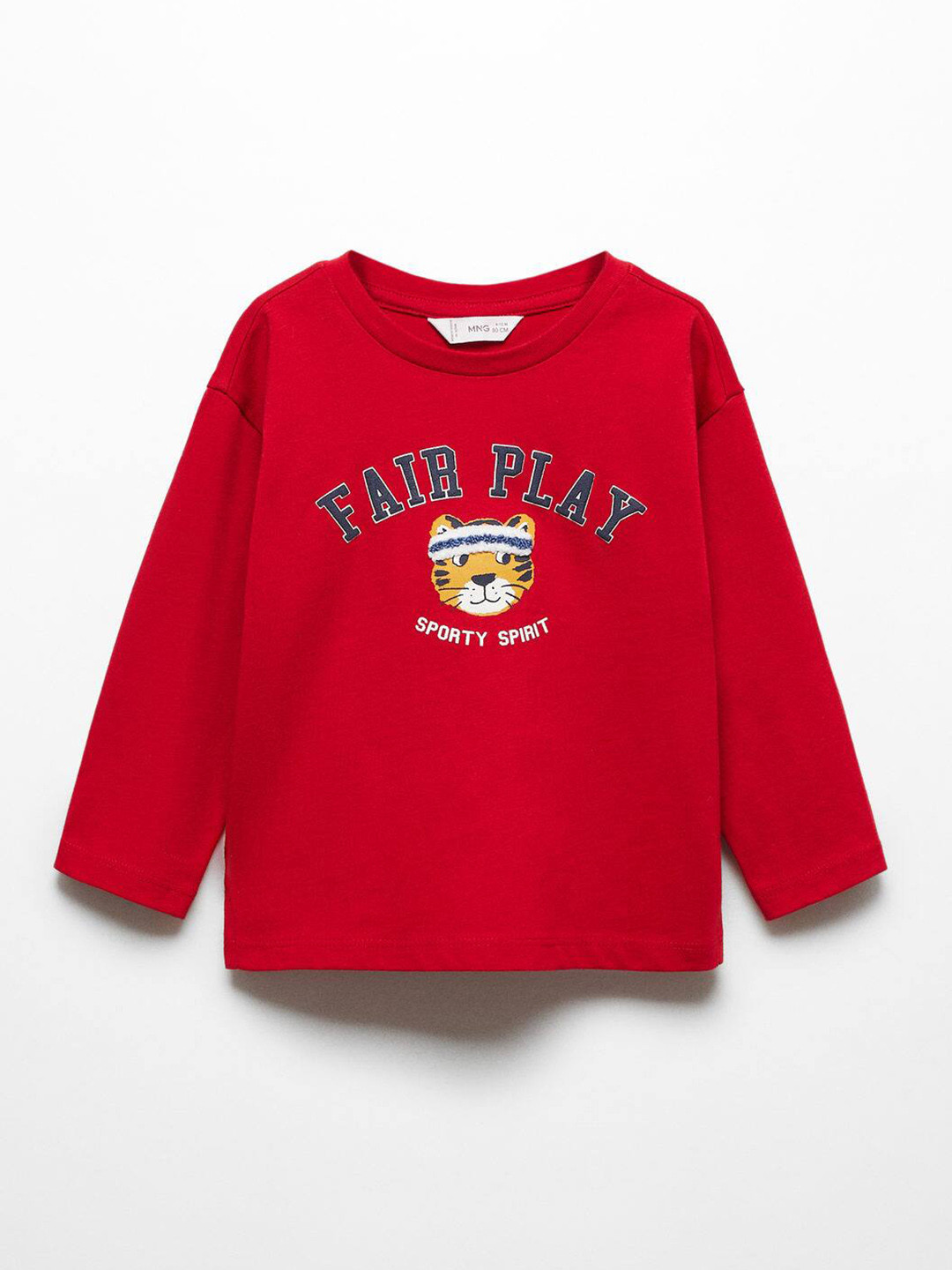 Buy Mango Kids Boys Pure Cotton Typography Self Design Applique T