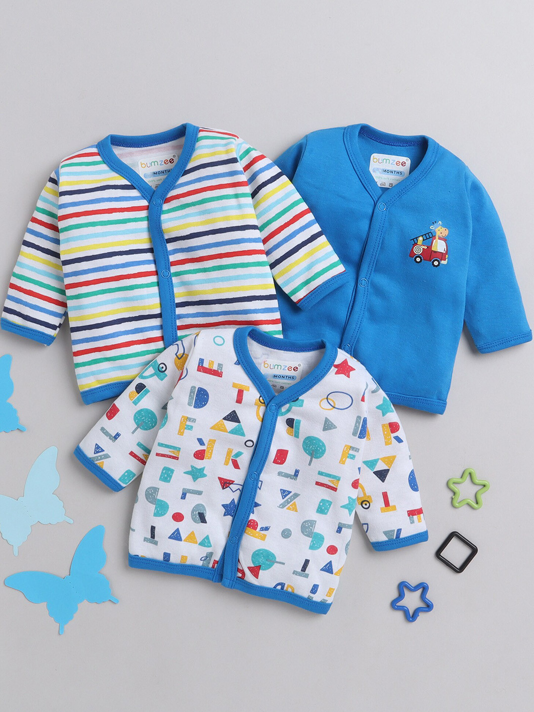 BUMZEE Infants Boys Pack Of 3 Cotton Jablas