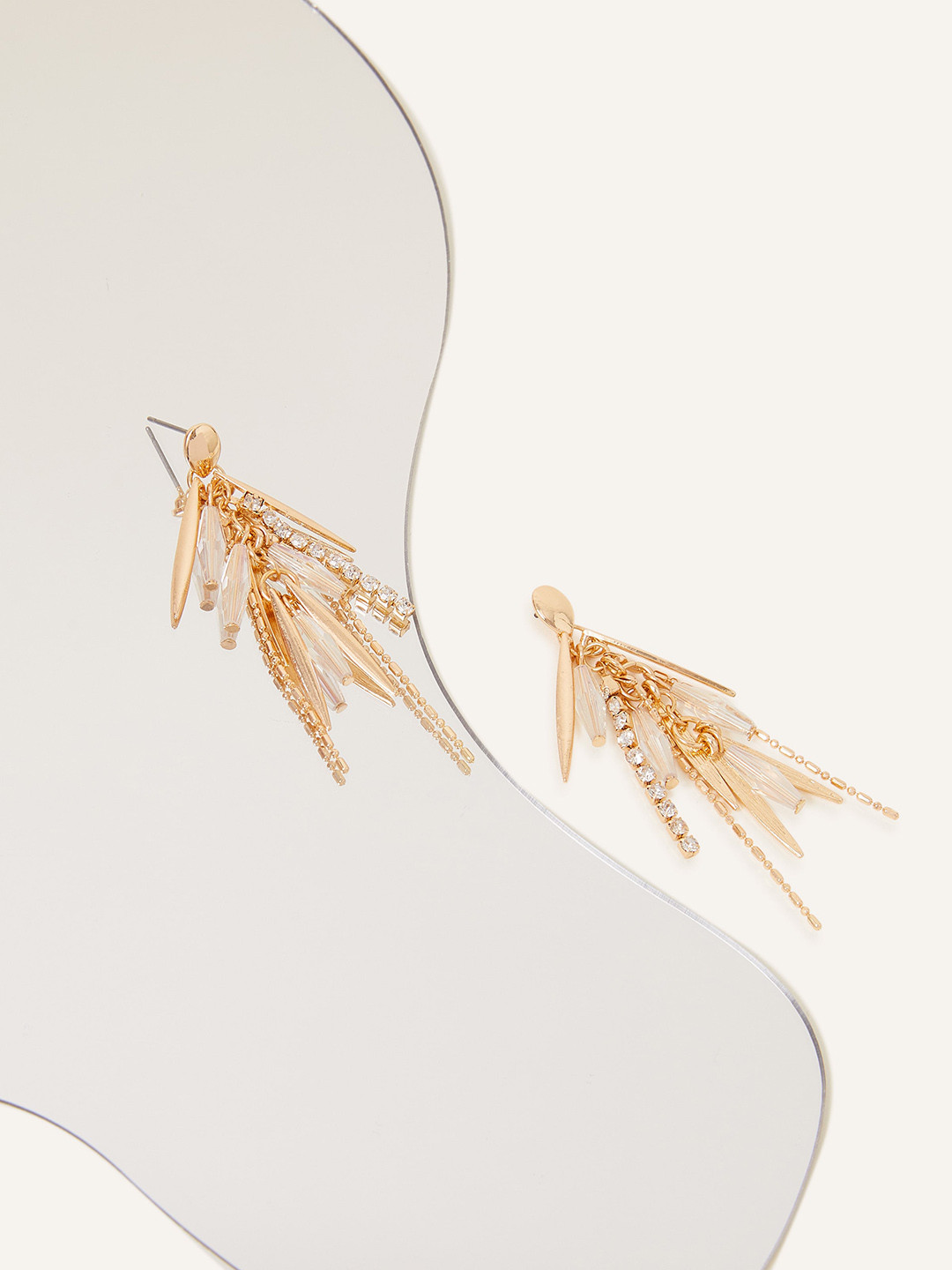 Accessorize Contemporary Mixed Tassel Leaf Drop Earrings