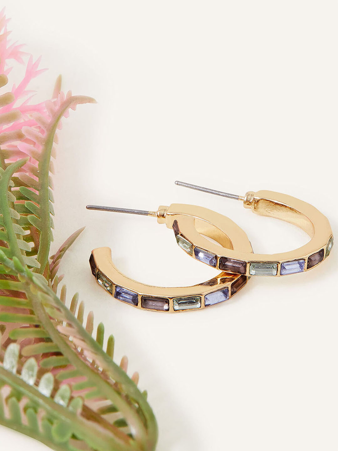 Accessorize London Women's Medium Gem Hoop Earrings