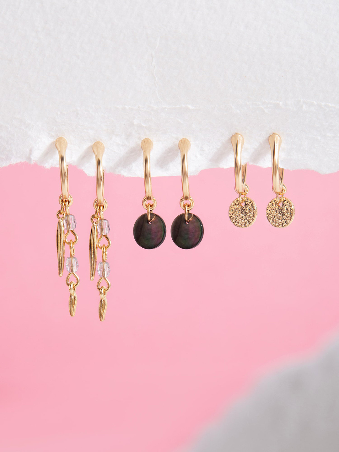 Accessorize Set Of 3 Pearlised Huggie Hoops Earrings