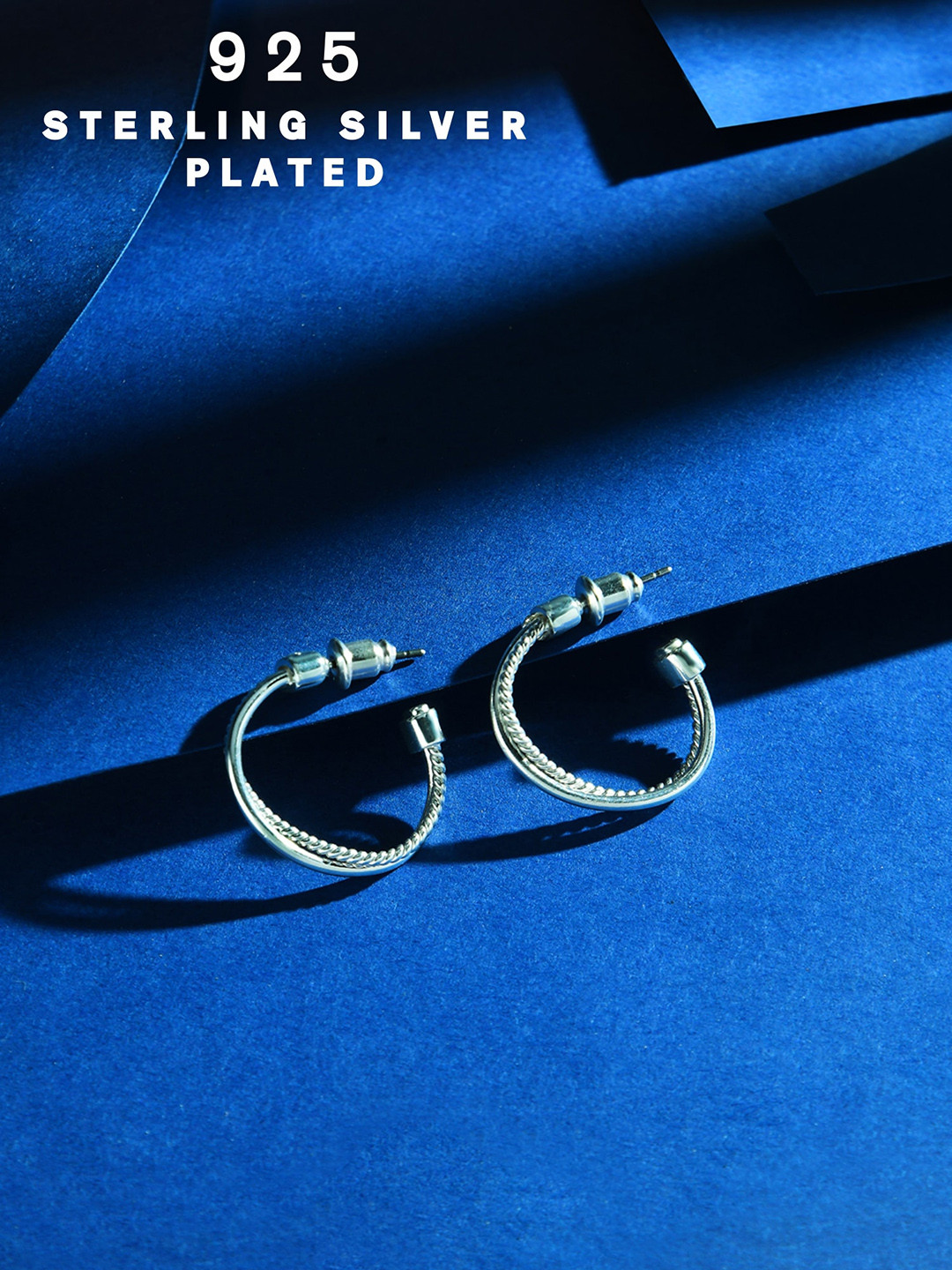 Accessorize London Women 925 Sterling Silver Plated Thin Twisted Hoop Earrings