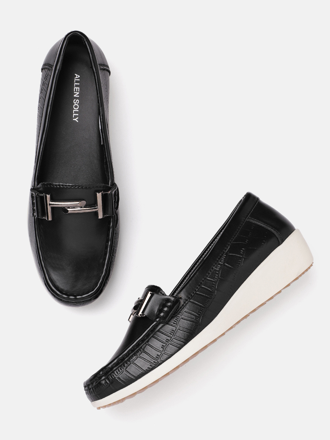 Allen Solly Women Croc Textured Horsebit Loafers