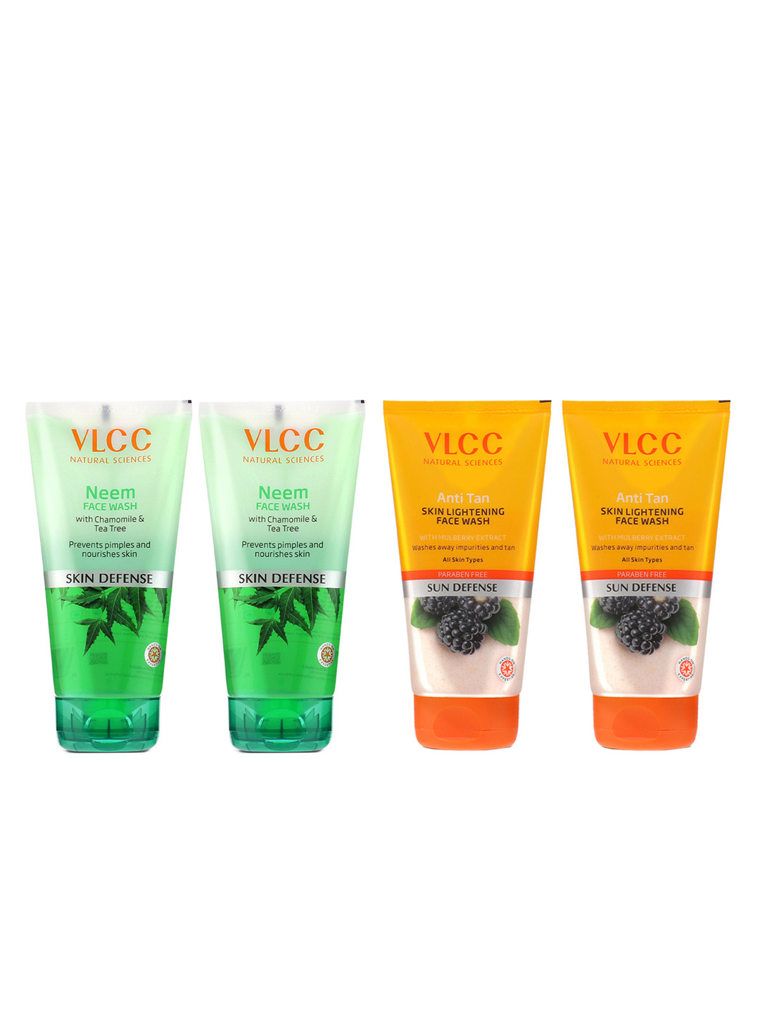 VLCC Set of 4 Skin Defense Face Washes - Neem + Anti-Tan
