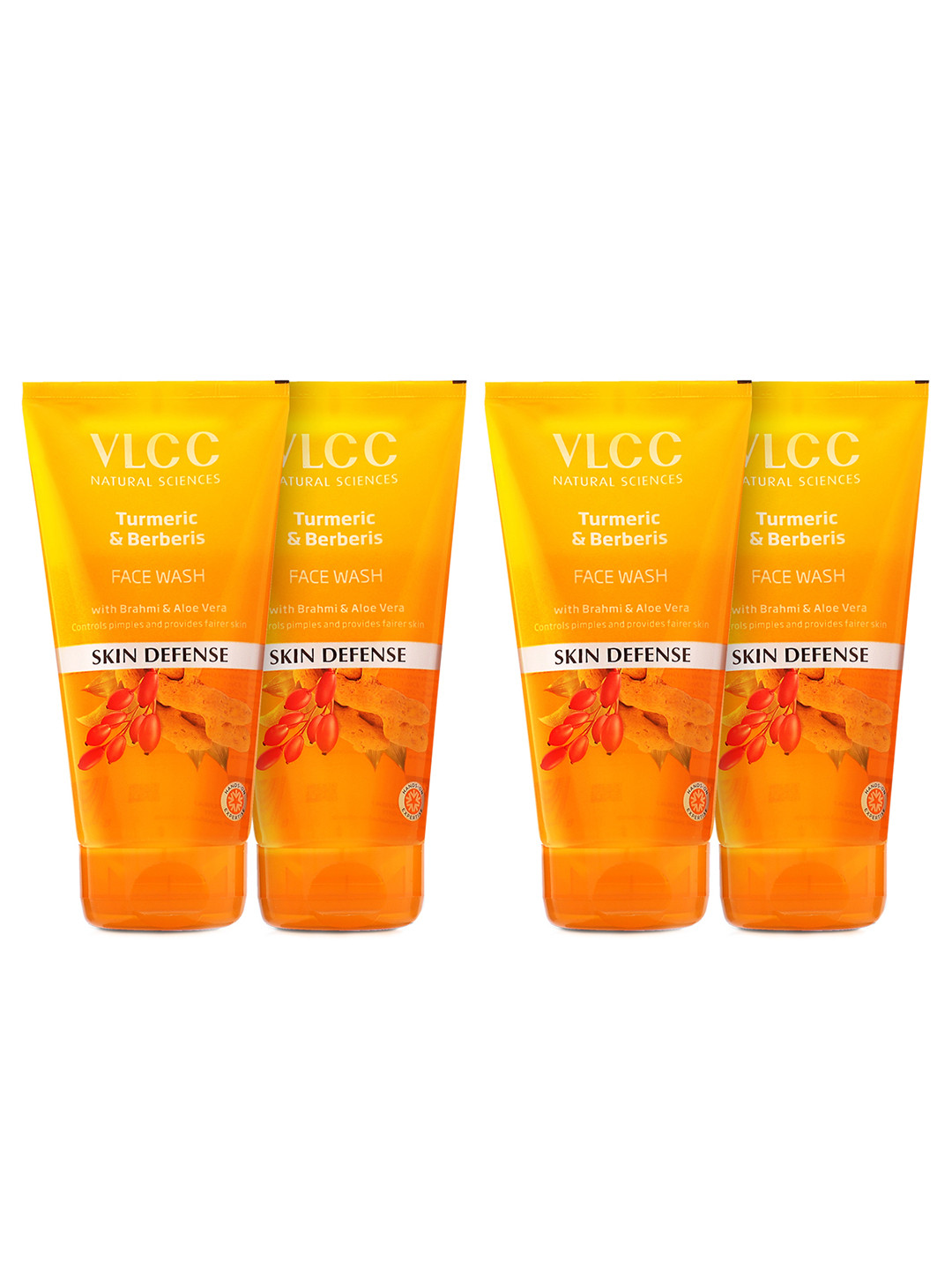 VLCC Set Of 4 Skin Defense Turmeric & Berberis Face Washes - 150ml Each