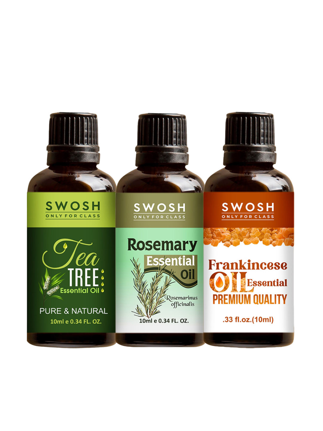 SWOSH Transparent 3-Pieces Pure & Natural Essentials Oils 10 ml Each