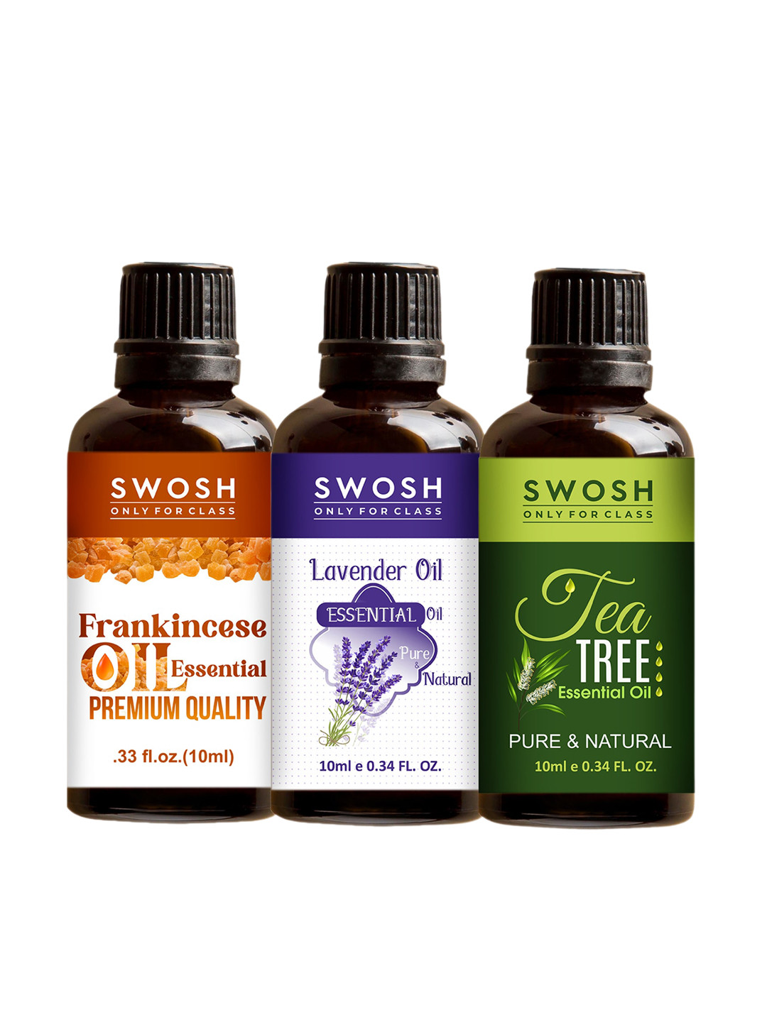 SWOSH Transparent 3-Pieces Pure & Natural Essential Oil 10 ml Each