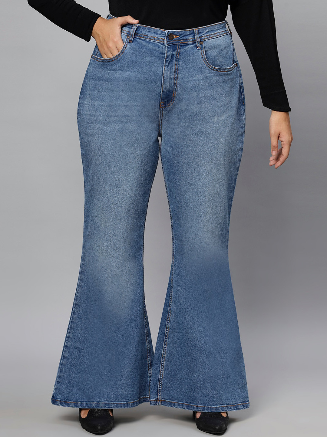 Turning Blue Women Plus Size Extra Flared Jeans