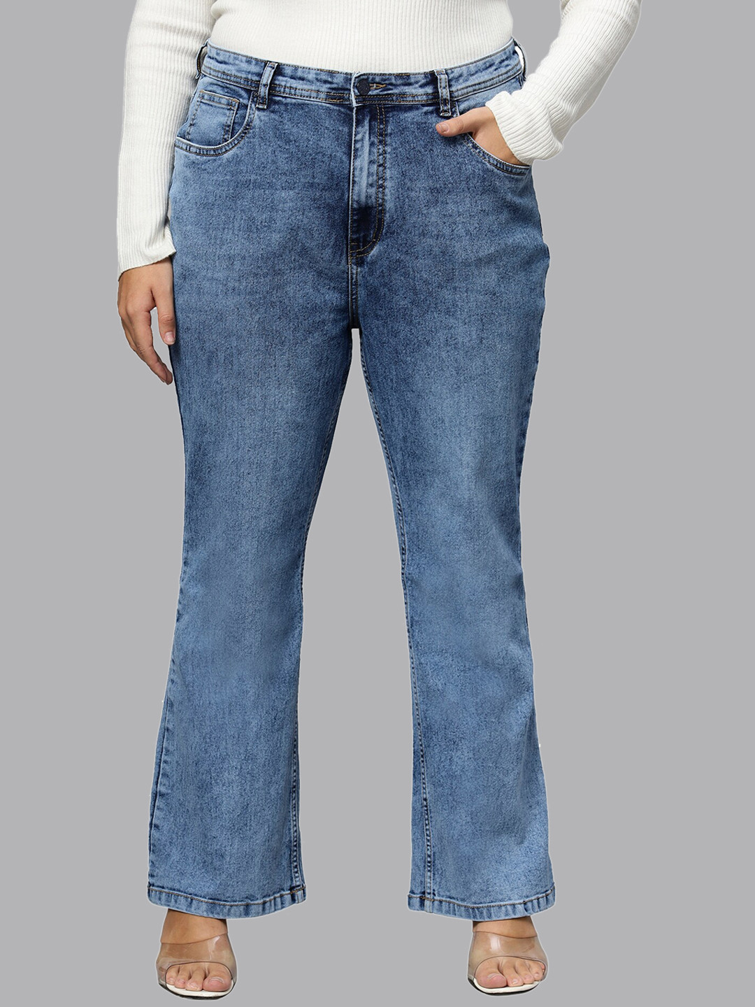 Turning Blue Women Plus Size Boot Cut ButtonFly Jeans