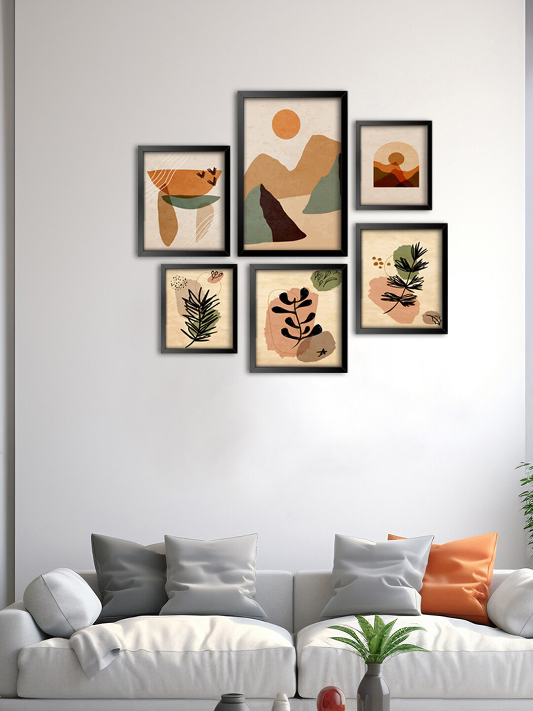 999Store Brown 6-Pieces Abstract Printed Modern Wall Art