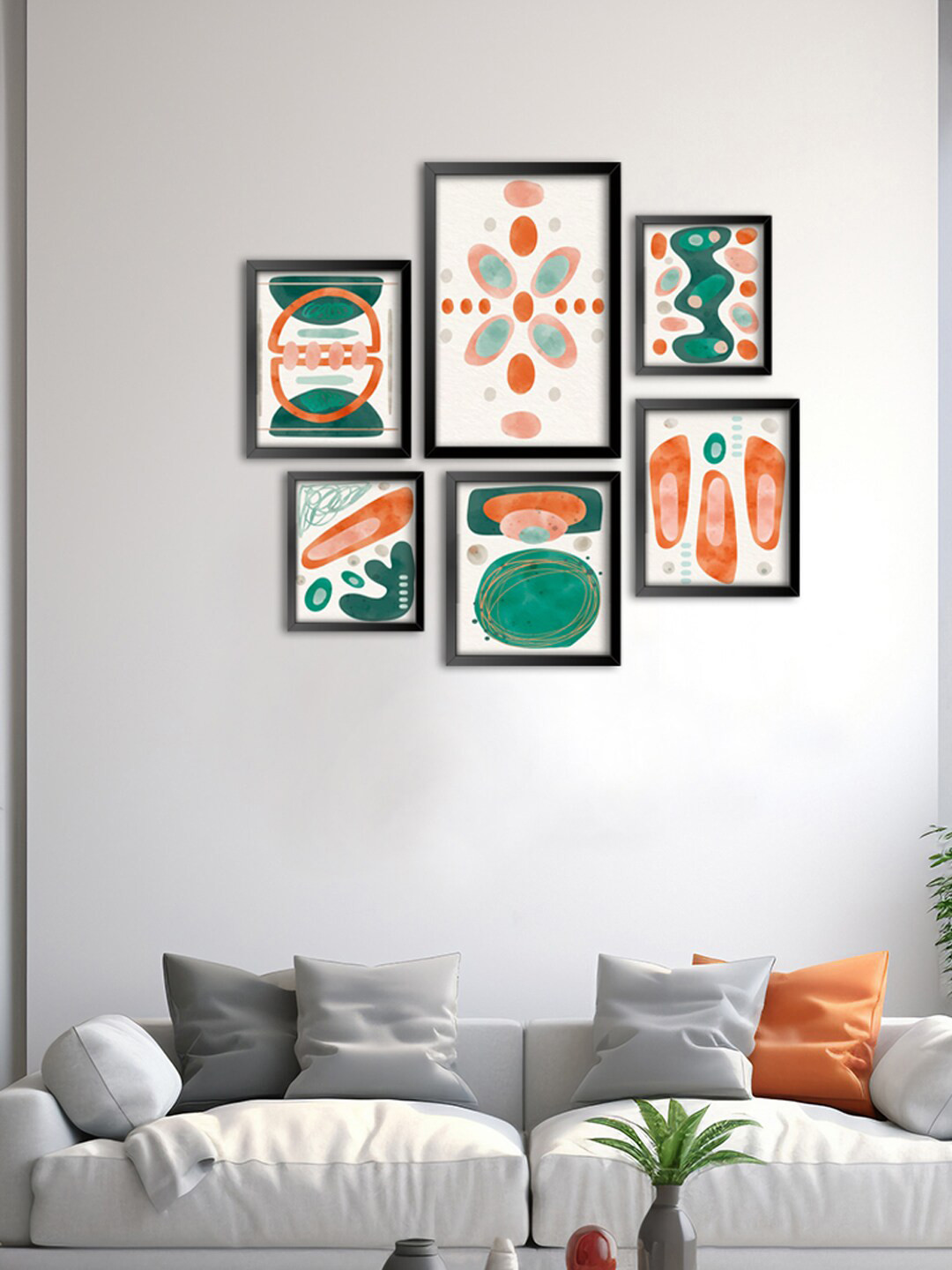 999Store Green Canvas 6 Pcs Wall Living Room Rectangle Potrait Paintings Wall Art