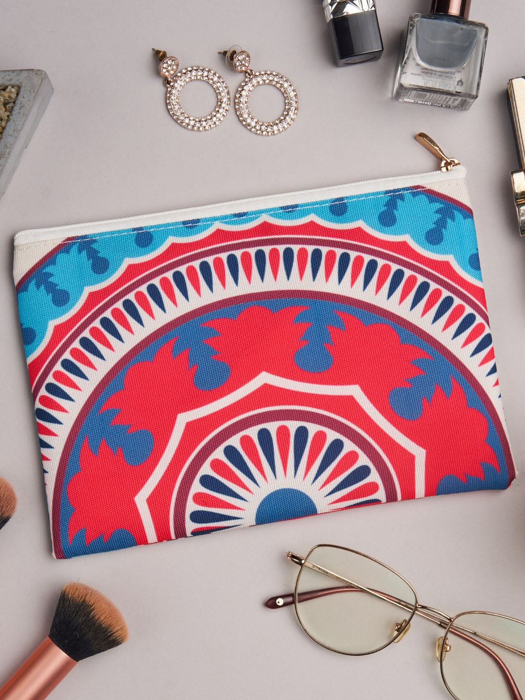 Doodle Unisex Geometric Printed Water Resistant Cosmetic Pouch