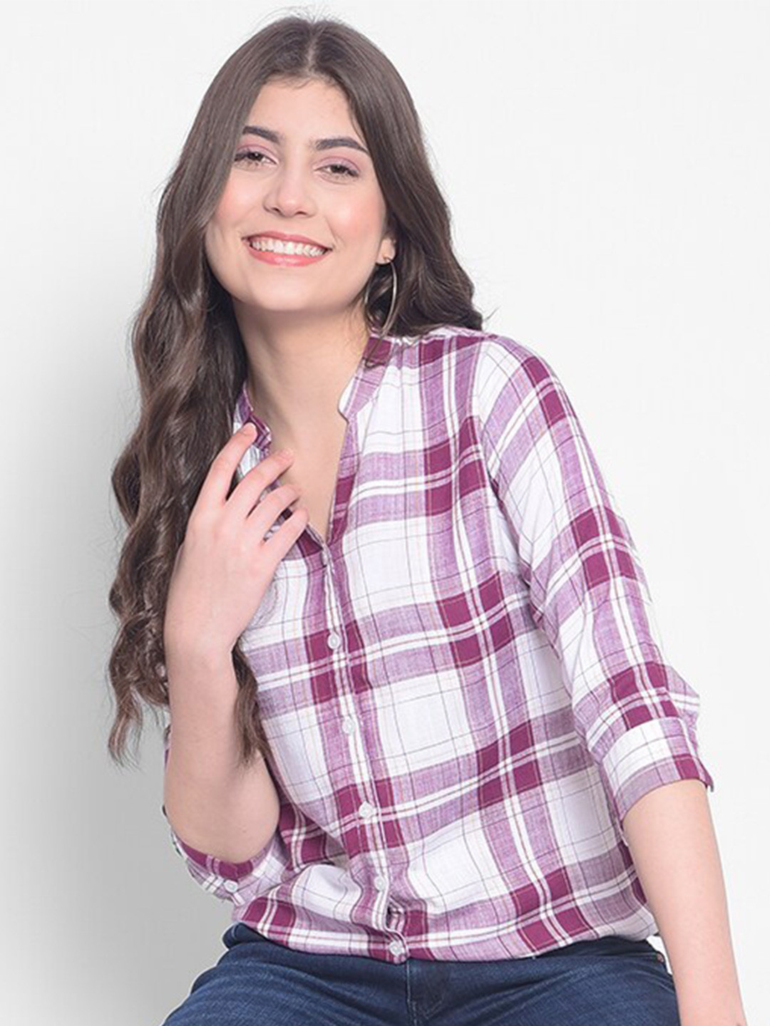 Crimsoune Club Slim Fit Tartan Checked Casual Shirt